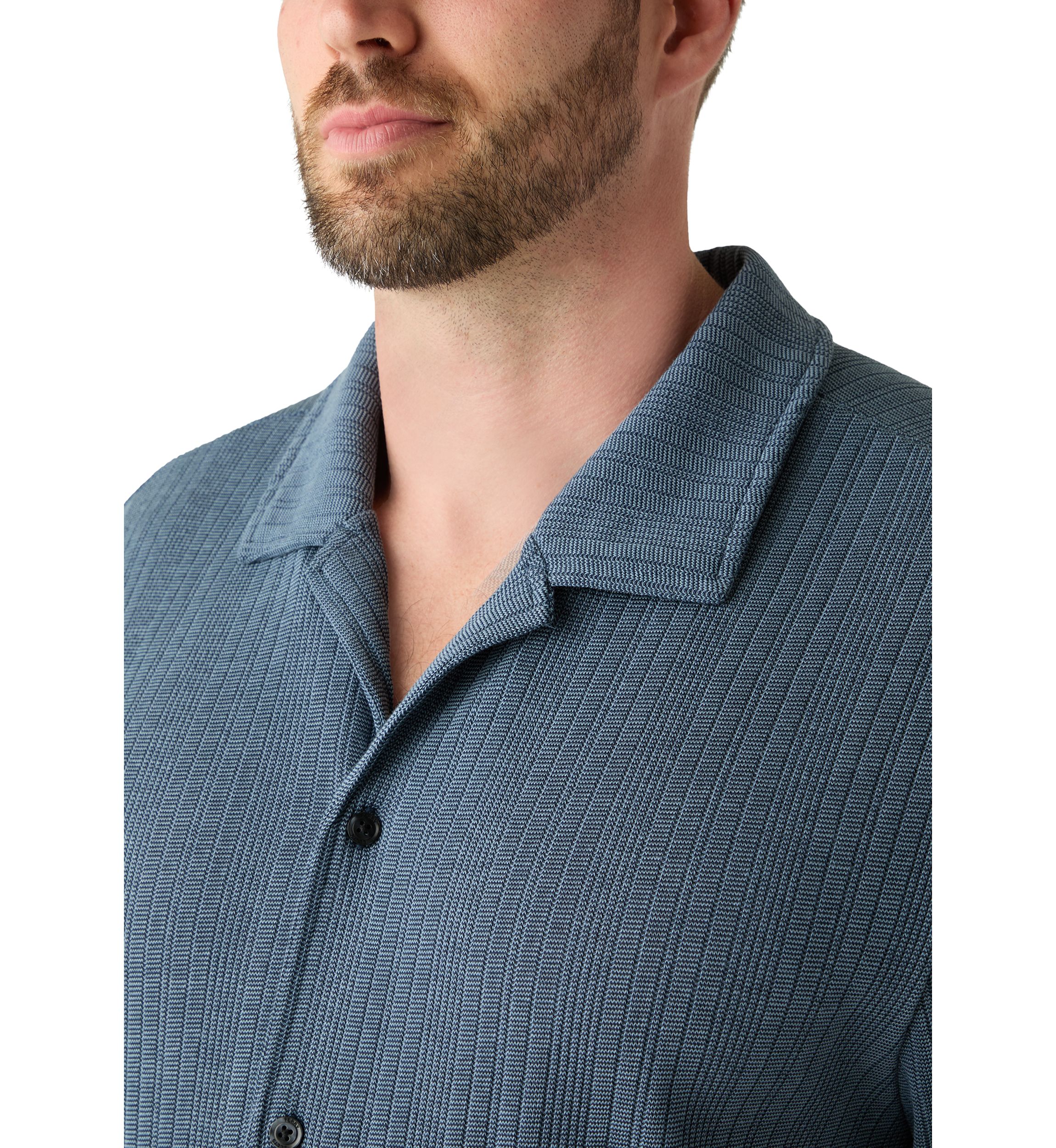 Big & Tall Short Sleeve  Stripe Camp Shirt 