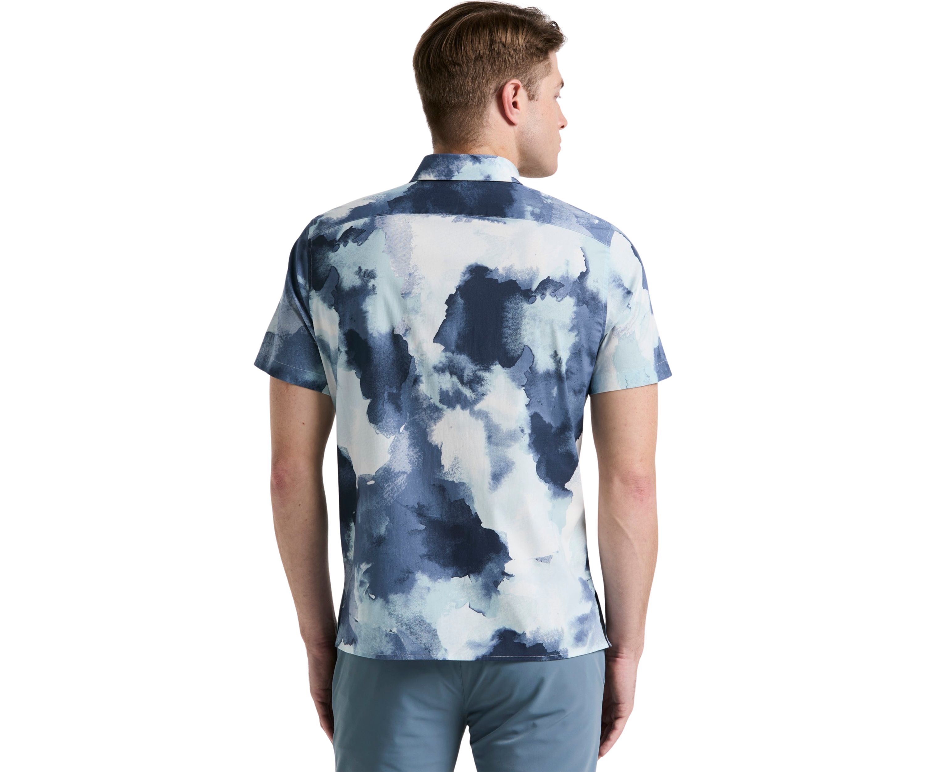 Mens Short Sleeve Watercolor Print Shirt