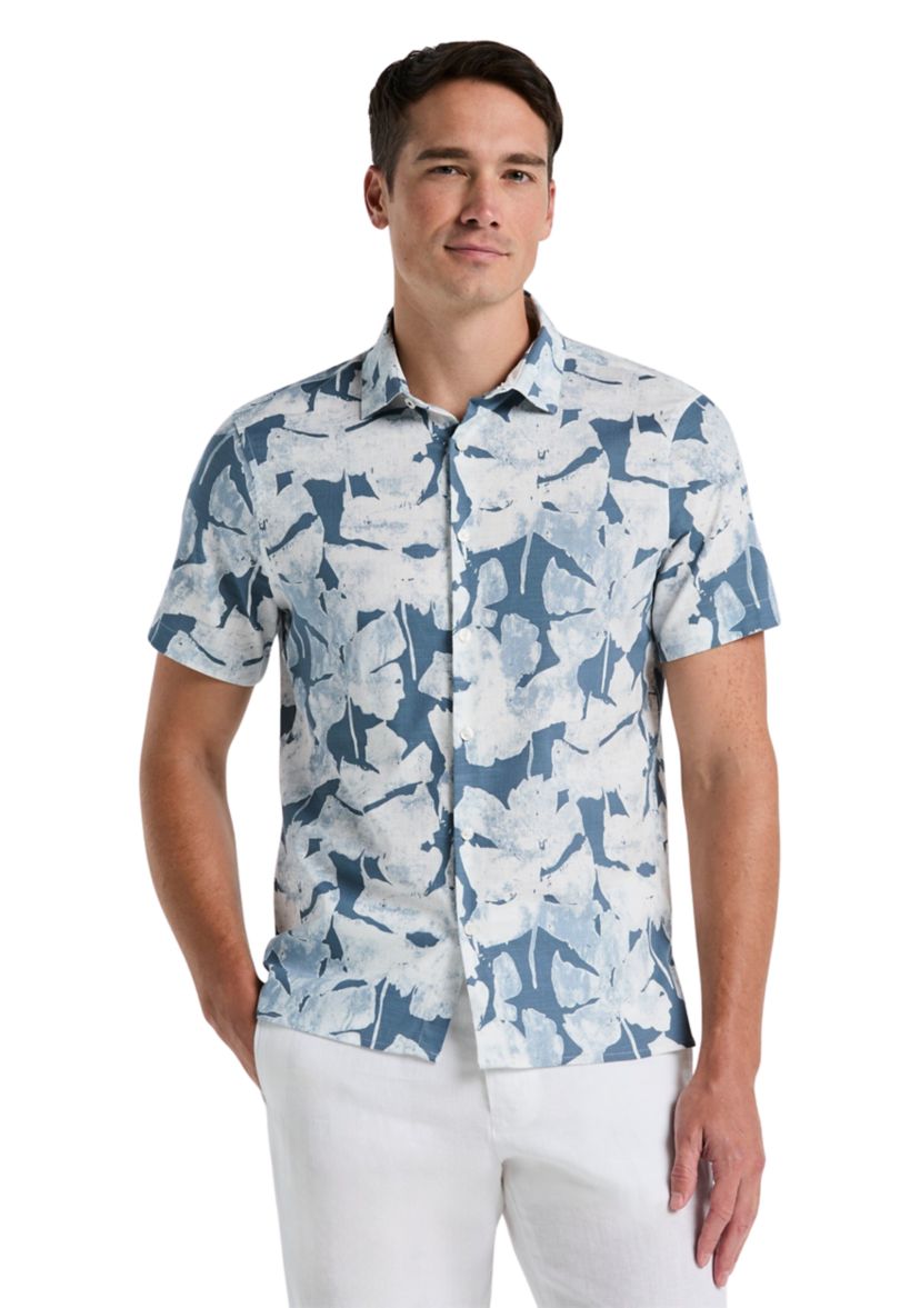 perry ellis short sleeve dress shirts Floral Print Shirt