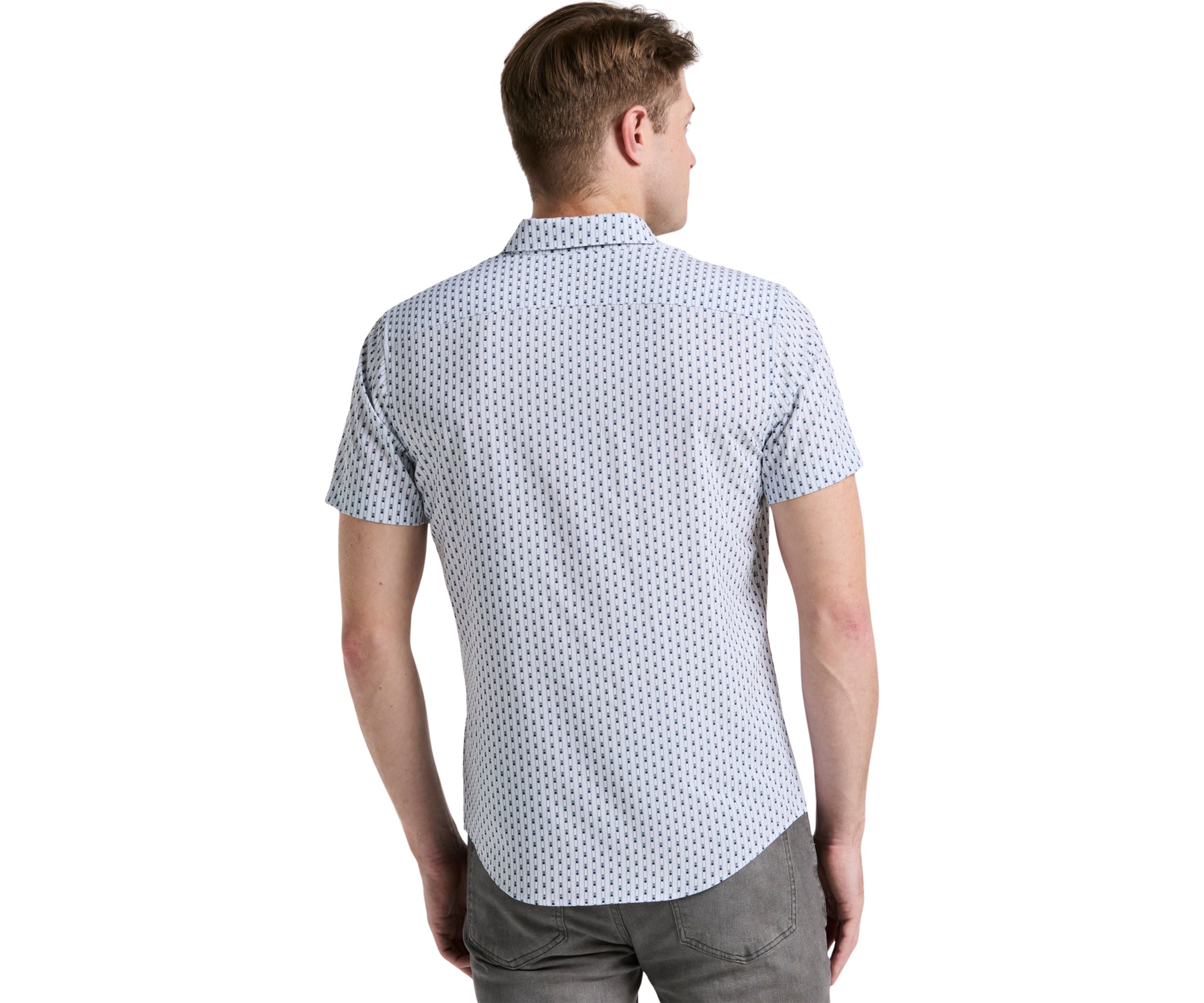 Mens Short Sleeve Slim Stripe Geometric Shirt
