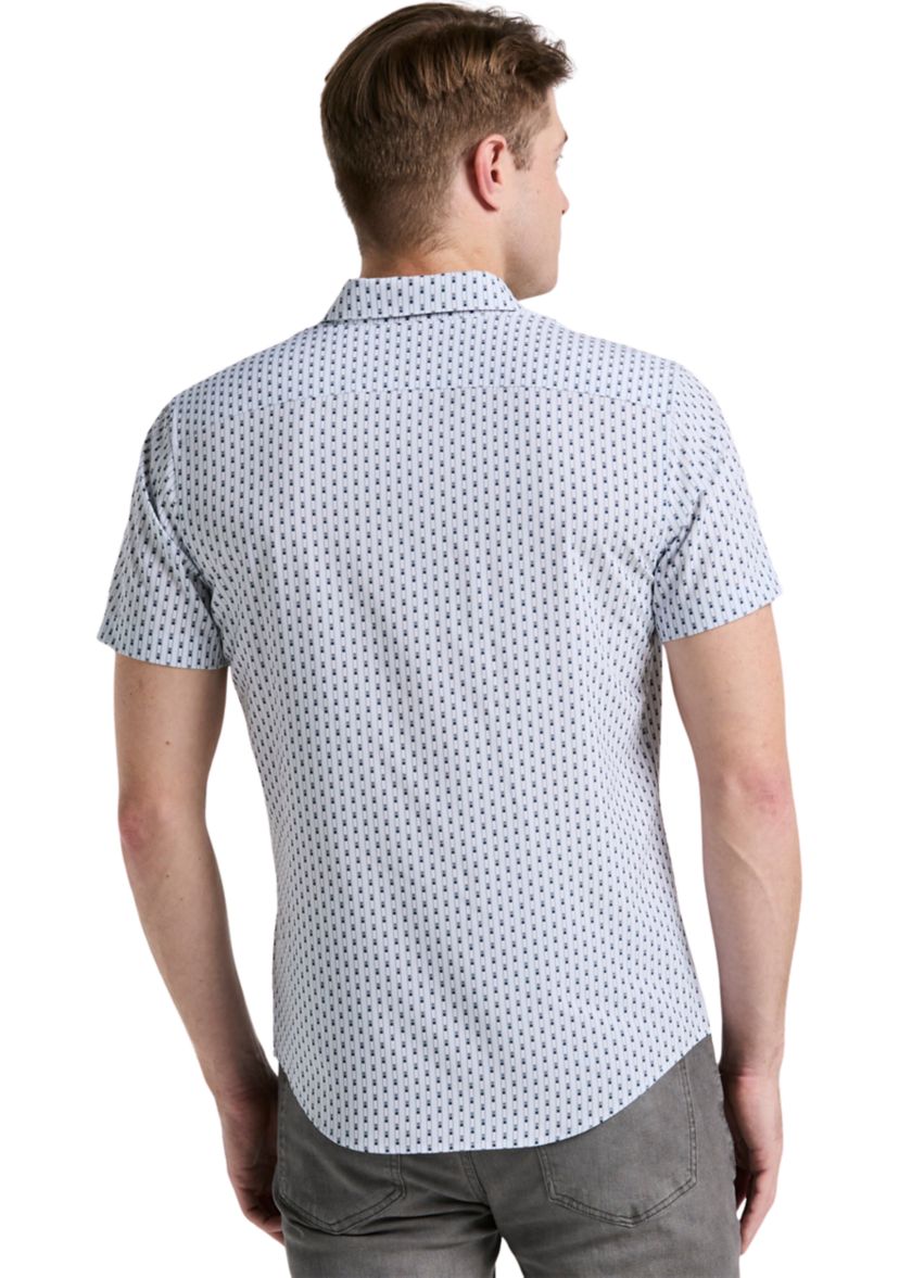 Mens Short Sleeve Slim Stripe Geometric Shirt