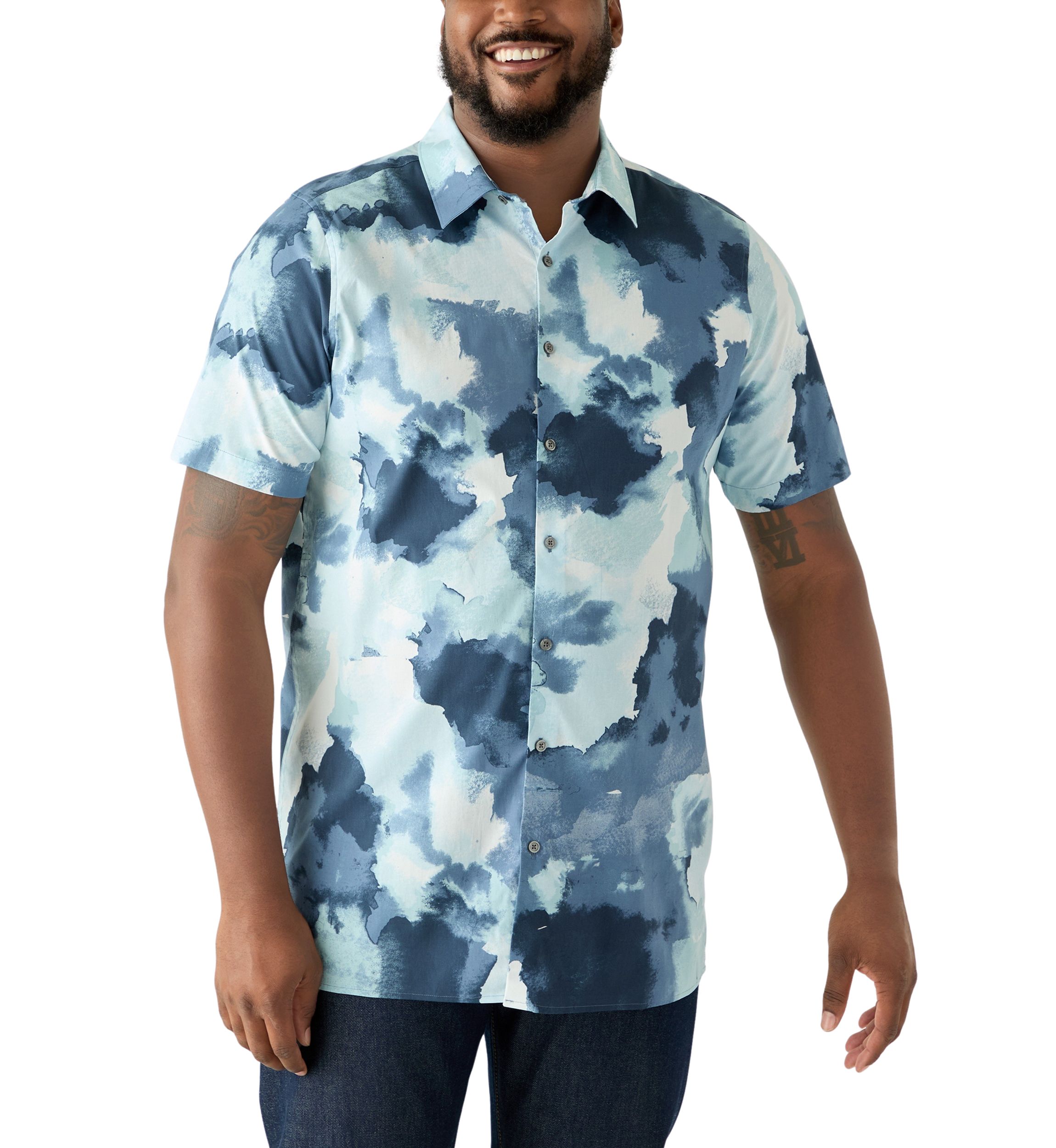 Big & Tall Short Sleeve Watercolor Print Shirt