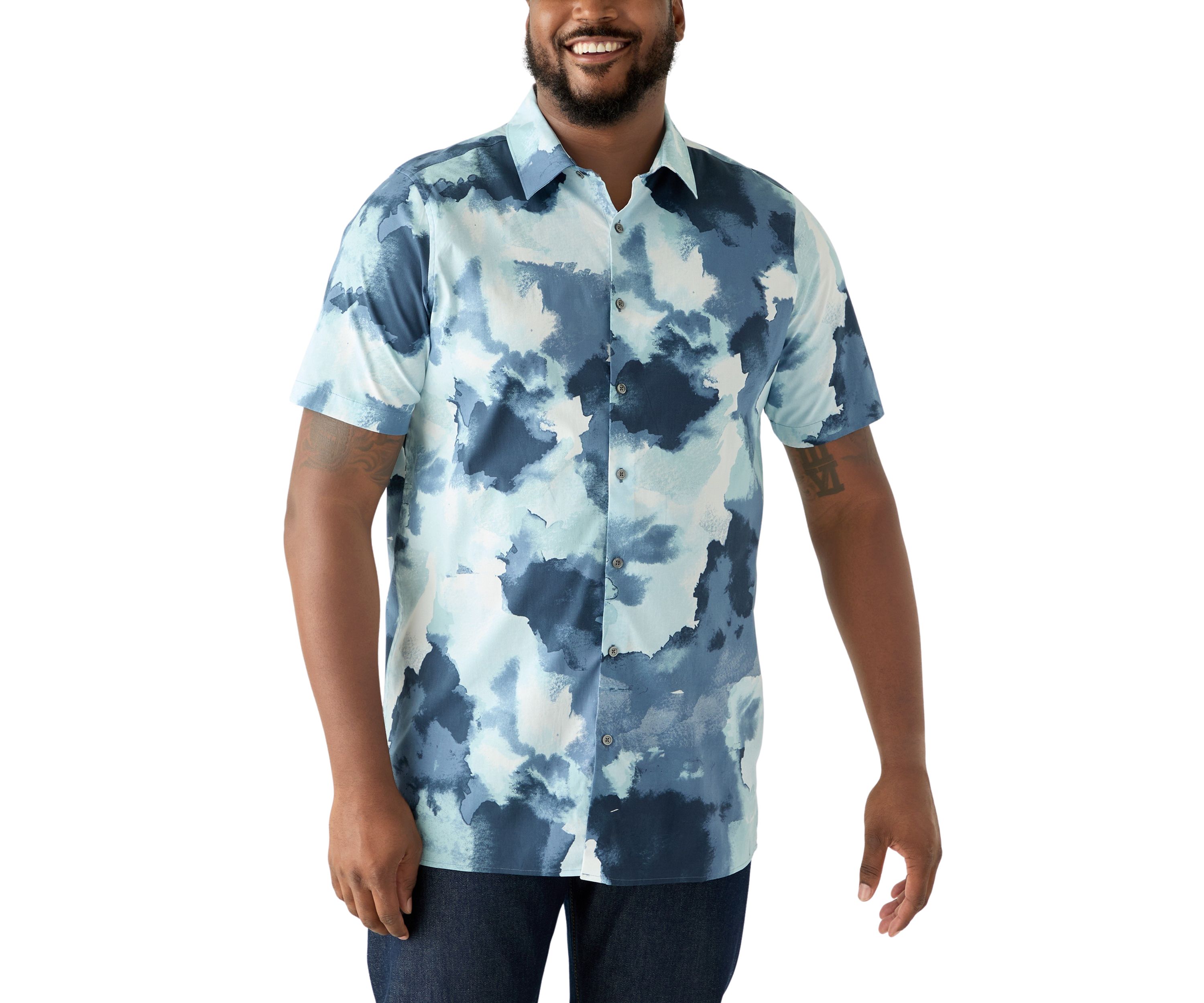 Big & Tall Short Sleeve Watercolor Print Shirt