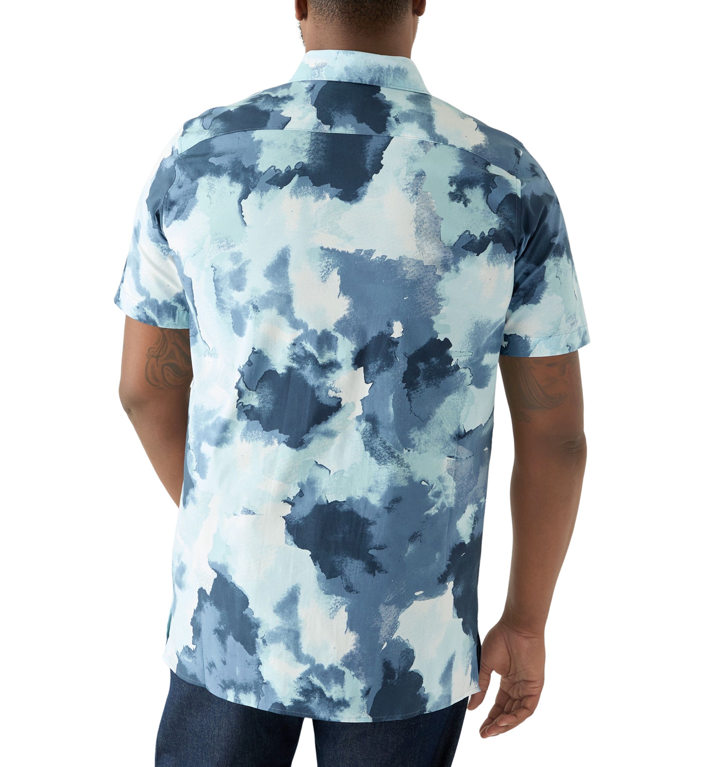 Big & Tall Short Sleeve Watercolor Print Shirt