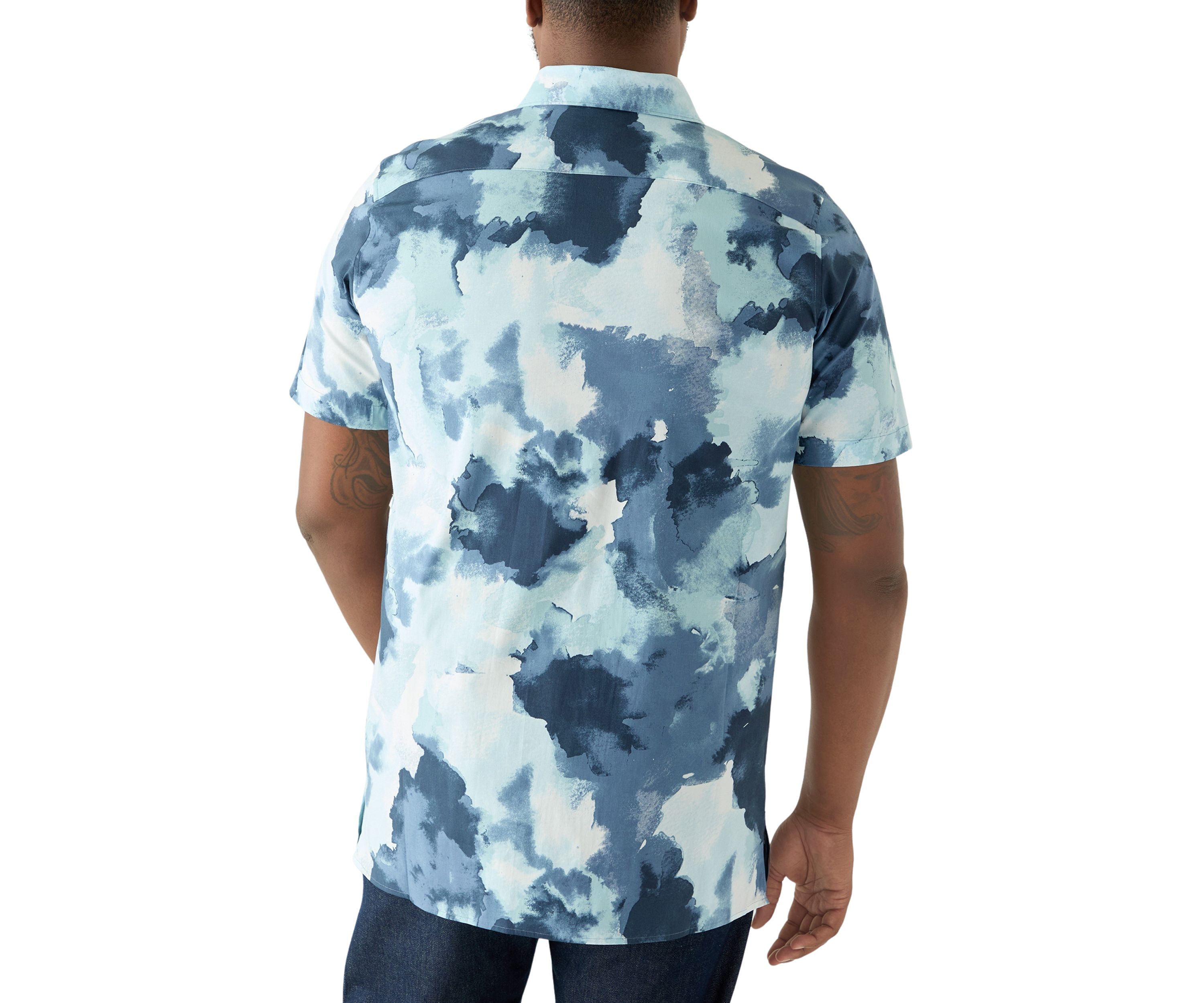 Big & Tall Short Sleeve Watercolor Print Shirt