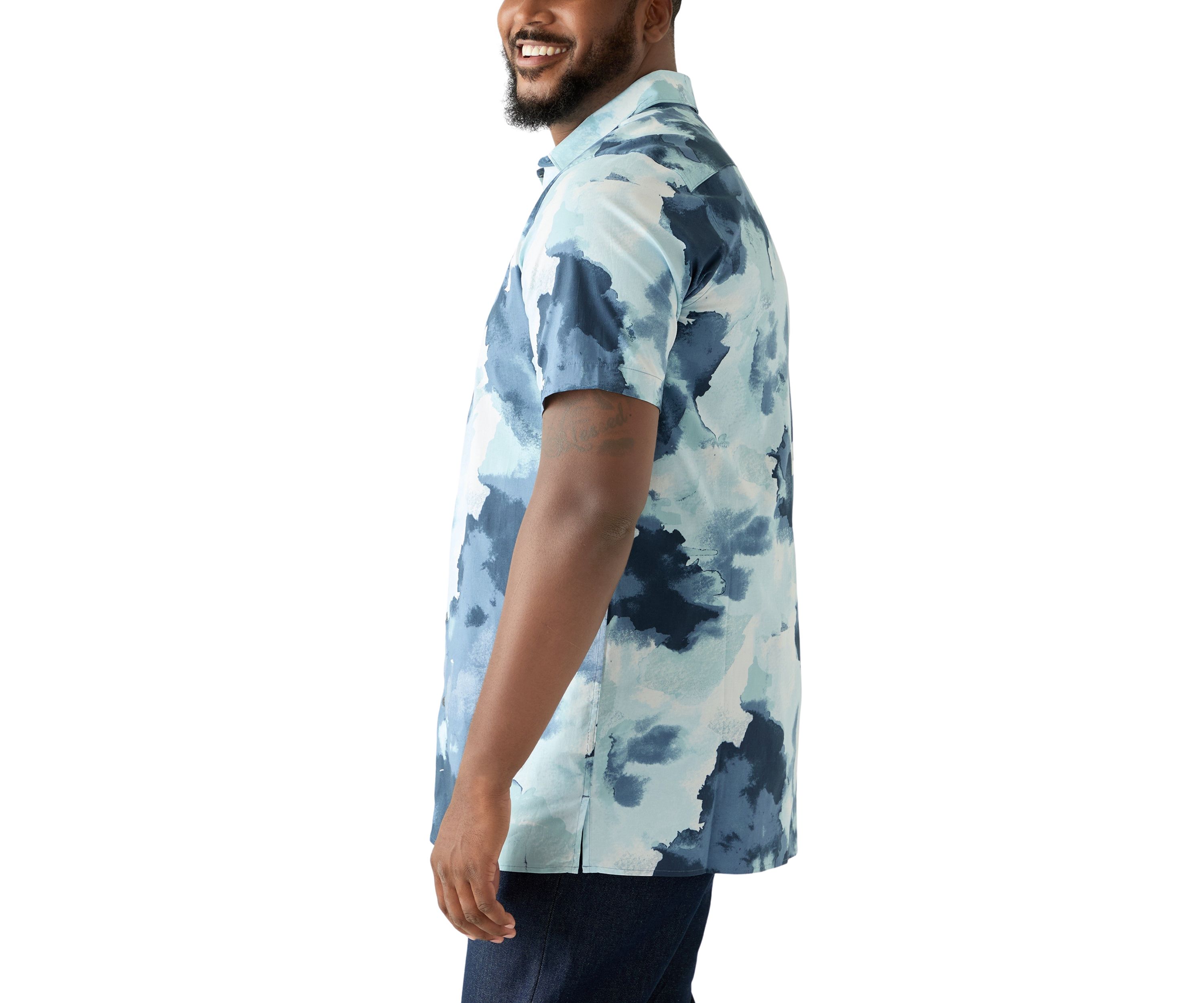 Big & Tall Short Sleeve Watercolor Print Shirt