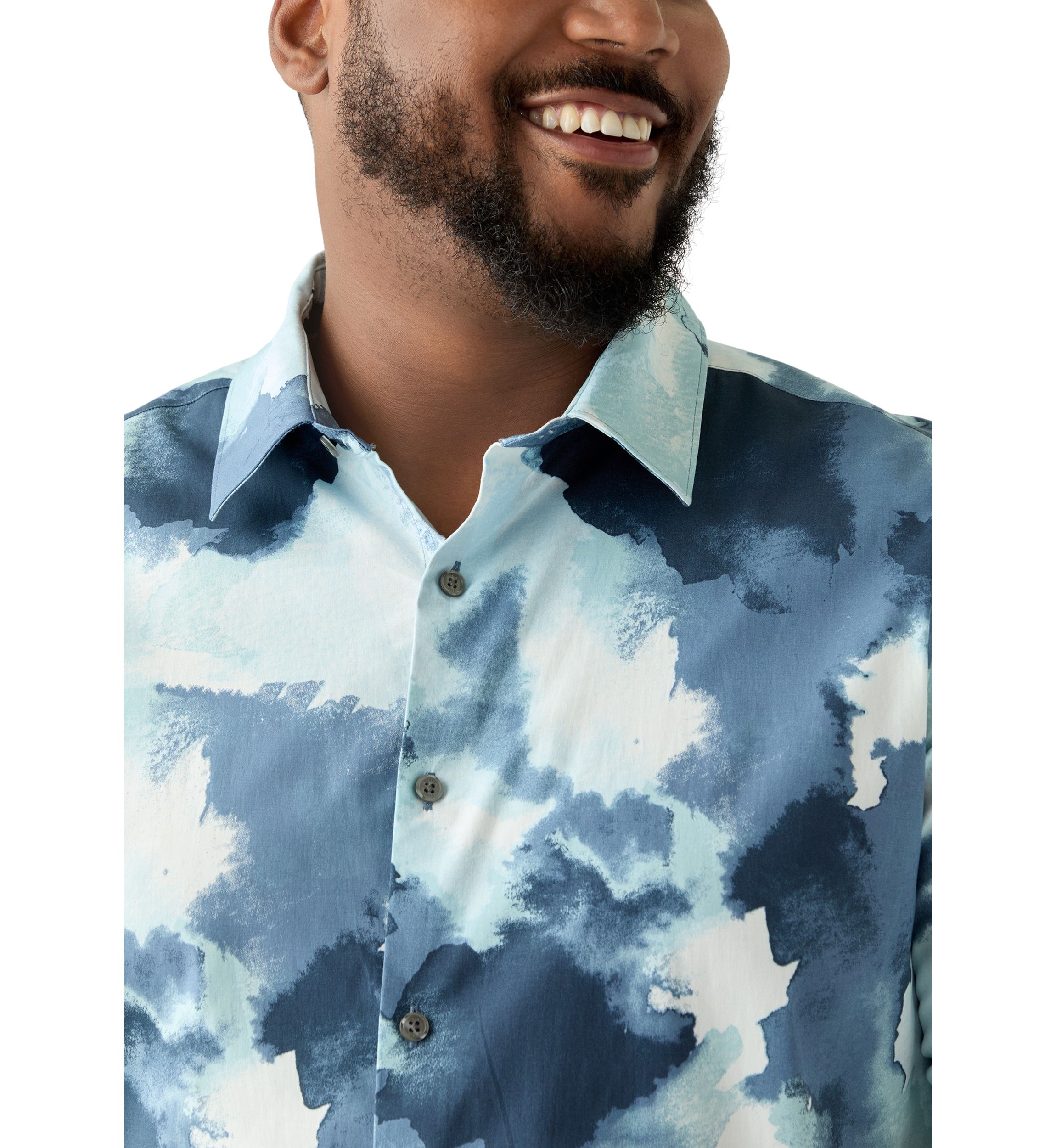 Big & Tall Short Sleeve Watercolor Print Shirt