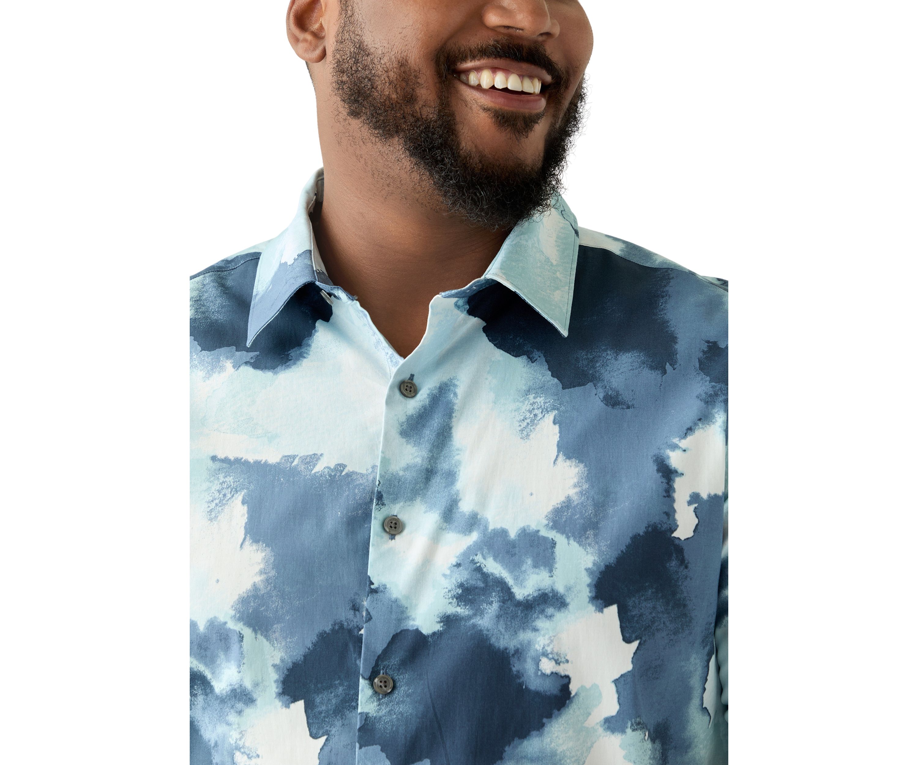 Big & Tall Short Sleeve Watercolor Print Shirt