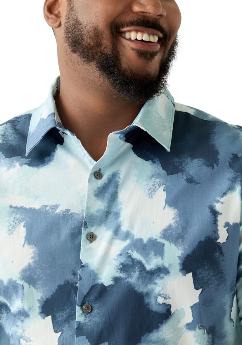 Big & Tall Short Sleeve Watercolor Print Shirt