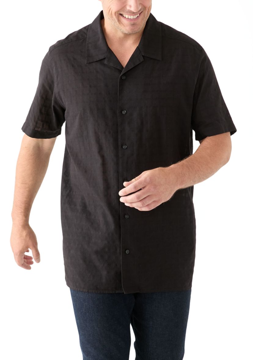 Big & Tall Short Sleeve Dobby Camp Shirt