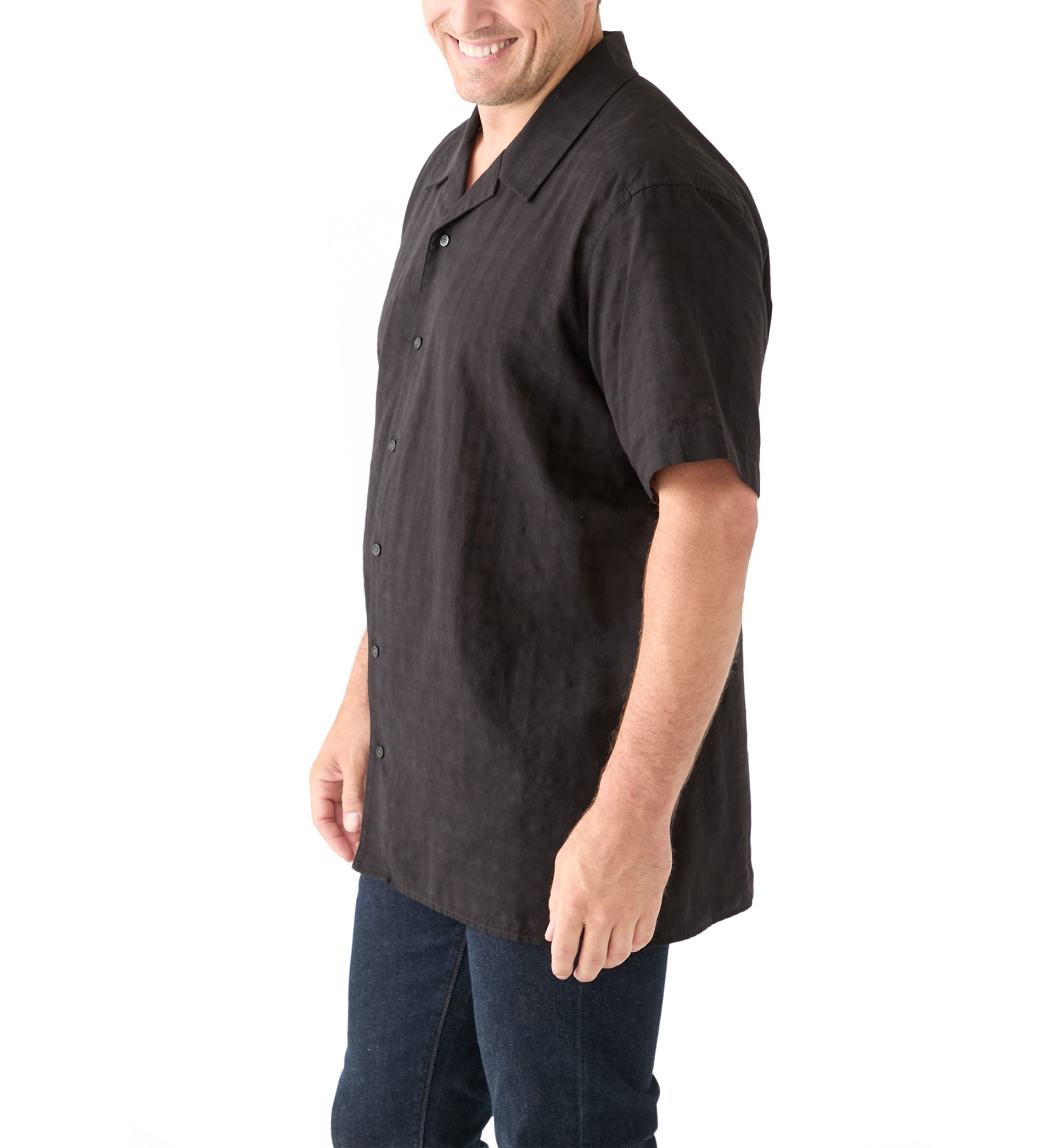 Big & Tall Short Sleeve Dobby Camp Shirt