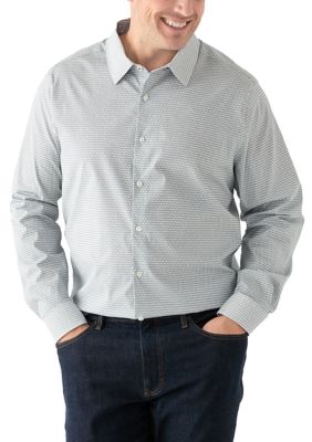 Perry Ellis Men's Big & Tall Long Sleeve Geometric Print Shirt, White, 4XL
