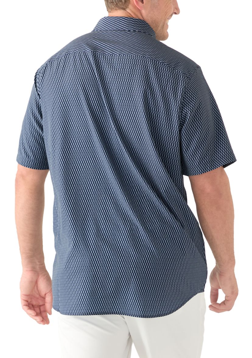 Big & Tall Short Sleeve Slim Diagonal Geo Print Shirt 