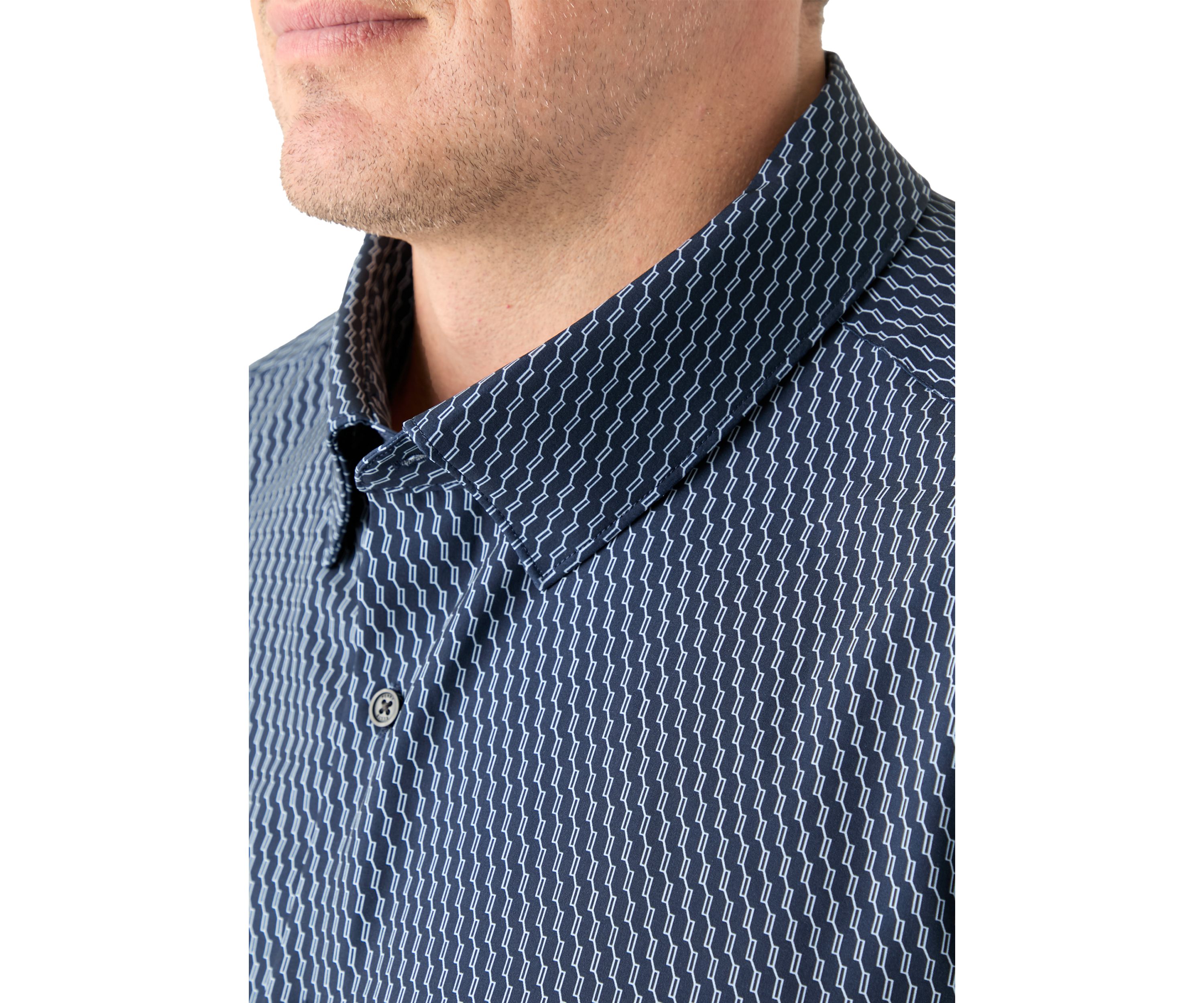 Big & Tall Short Sleeve Slim Diagonal Geo Print Shirt 
