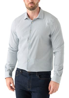 Perry Ellis Men's Big & Tall Geometric Printed Shirt, White, 2XL Tall