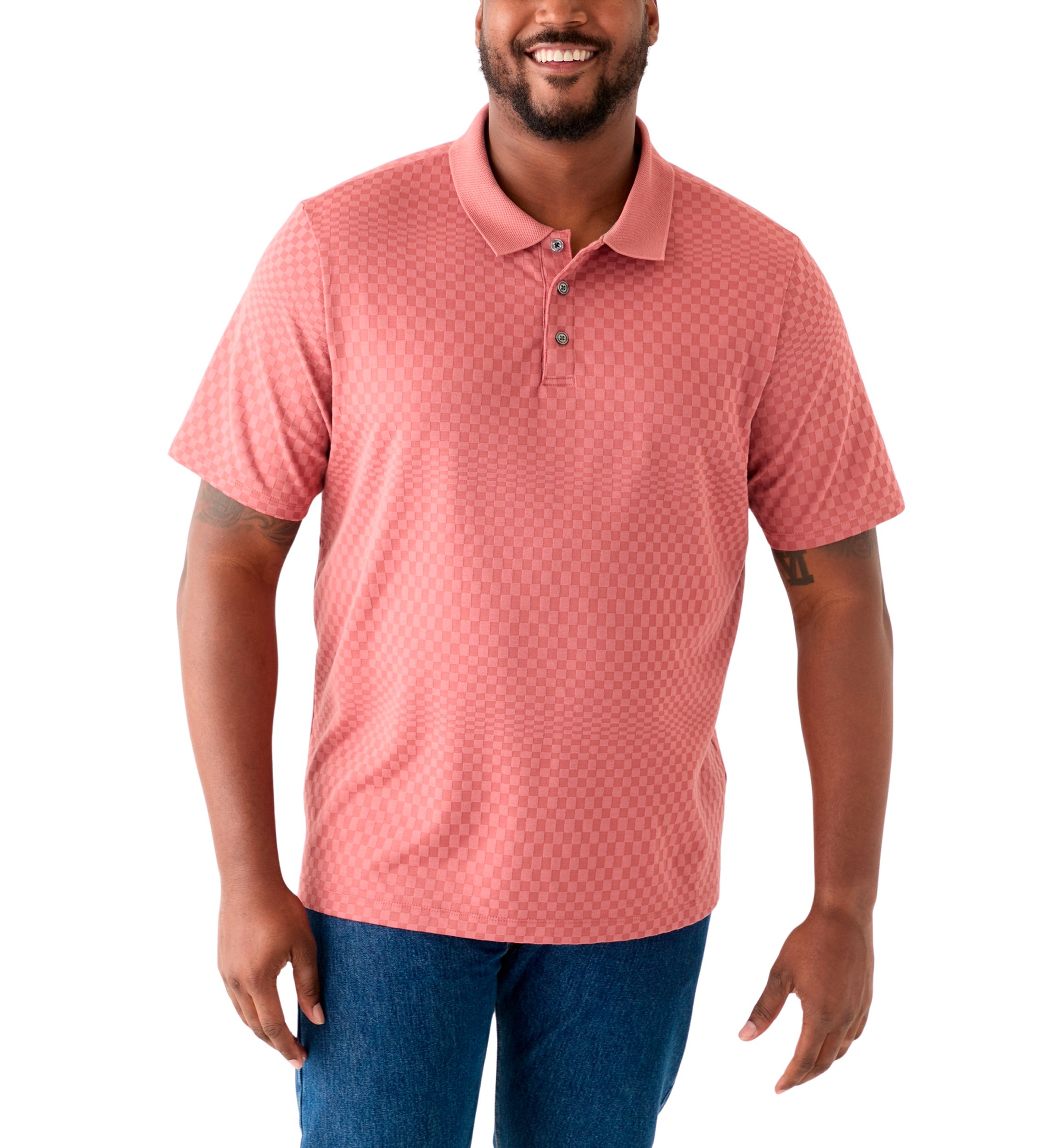Big & Tall Short Sleeve Texture Ombré Polo Shirt