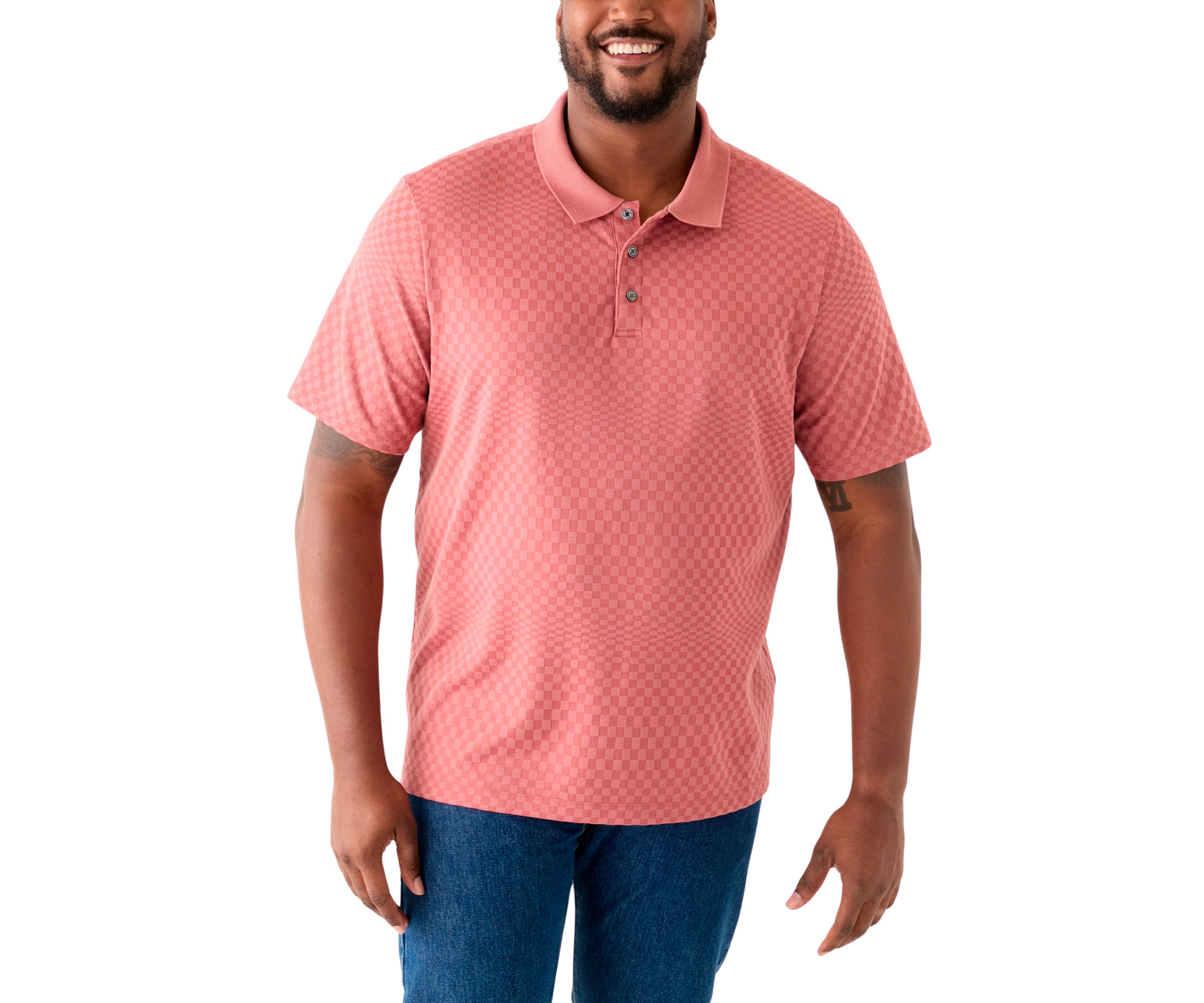 Big & Tall Short Sleeve Texture Ombré Polo Shirt