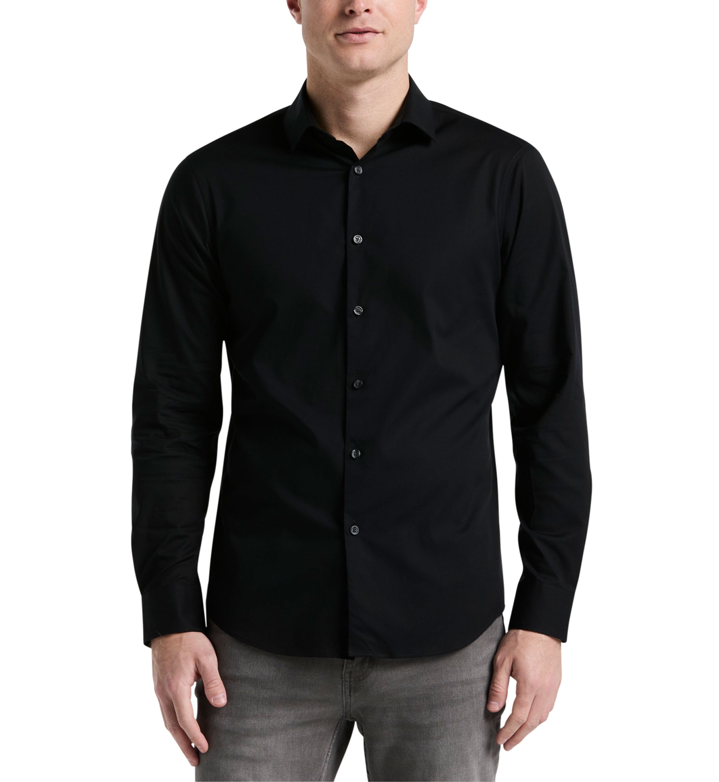 Big & Tall Long Sleeve Slim Dobby Cotton Blend Button Up Shirt 
