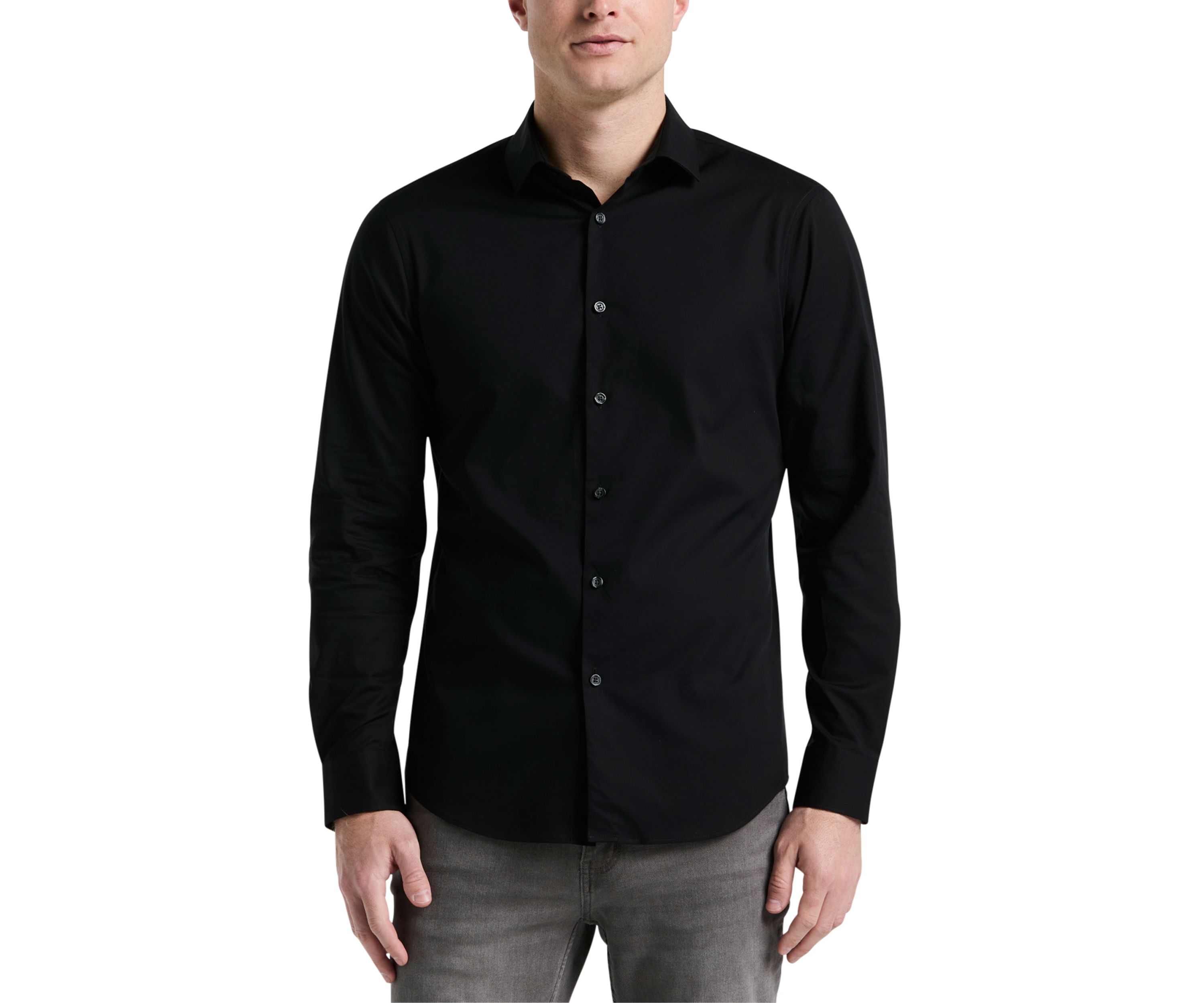 Big & Tall Long Sleeve Slim Dobby Cotton Blend Button Up Shirt 