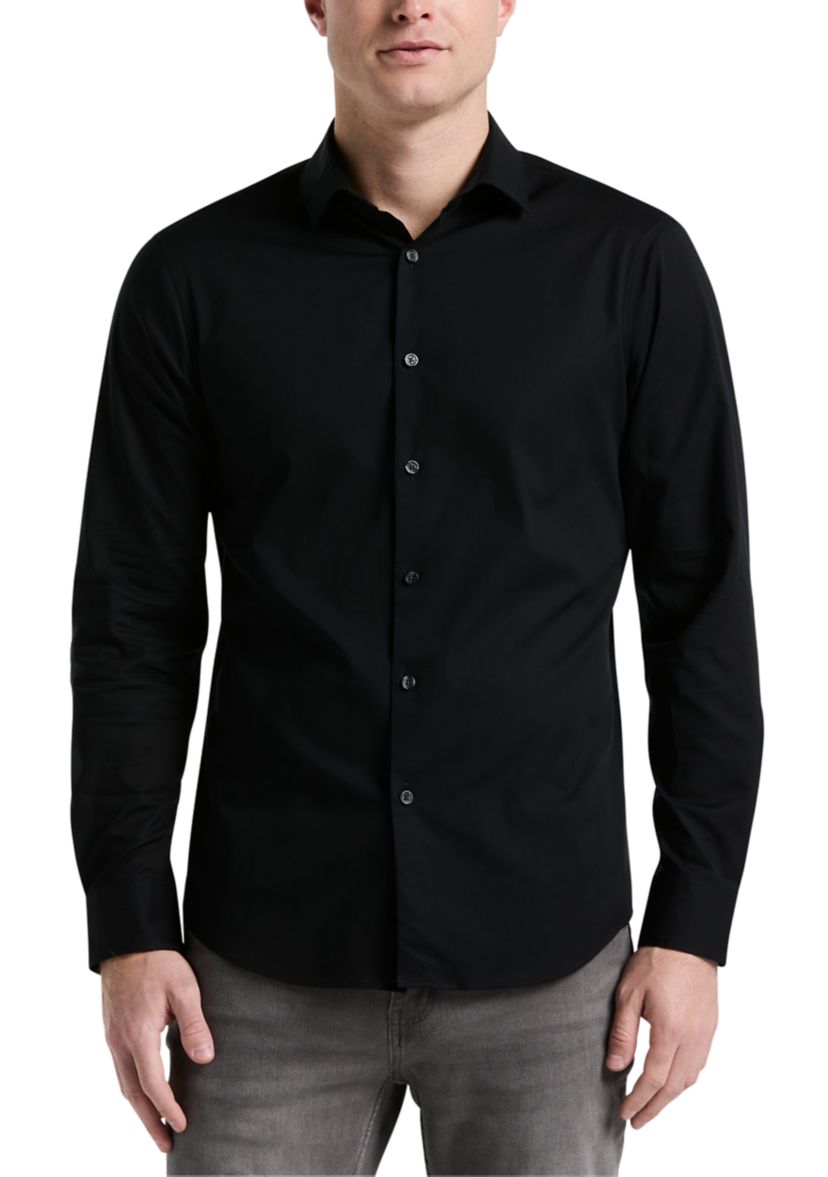 Big & Tall Long Sleeve Slim Dobby Cotton Blend Button Up Shirt 