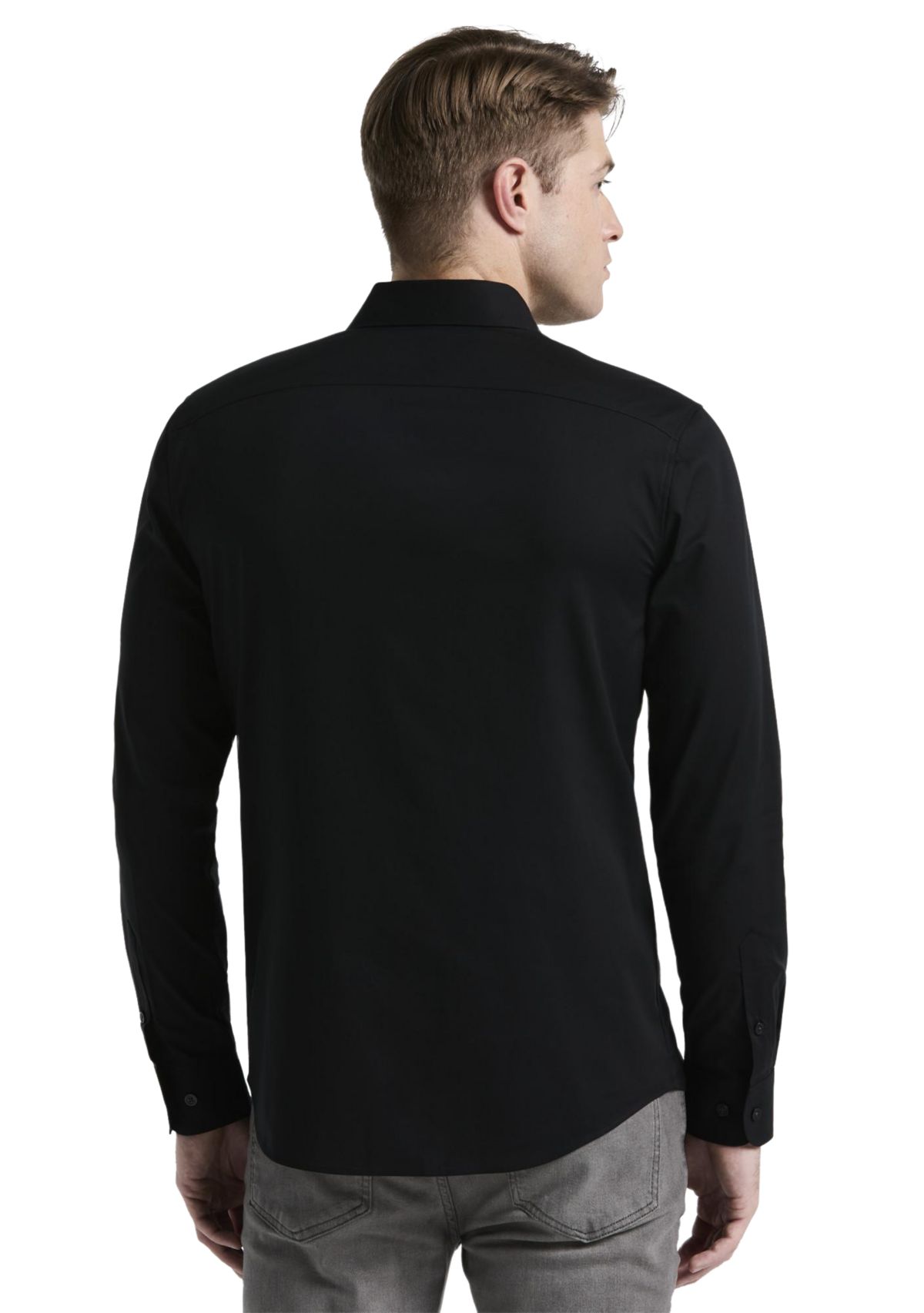 Big & Tall Long Sleeve Slim Dobby Cotton Blend Button Up Shirt 