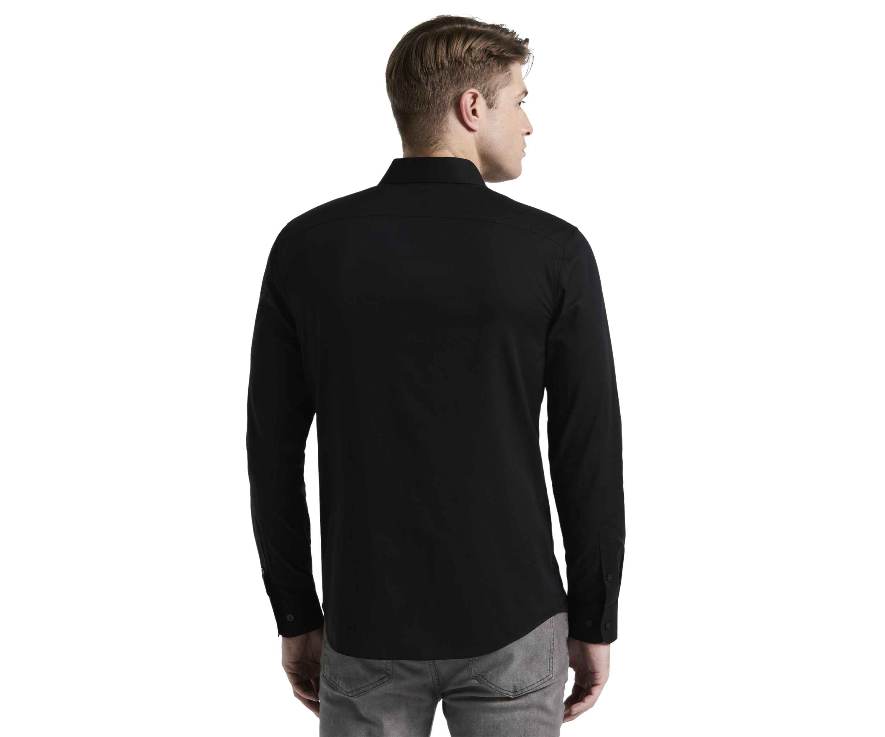 Big & Tall Long Sleeve Slim Dobby Cotton Blend Button Up Shirt 