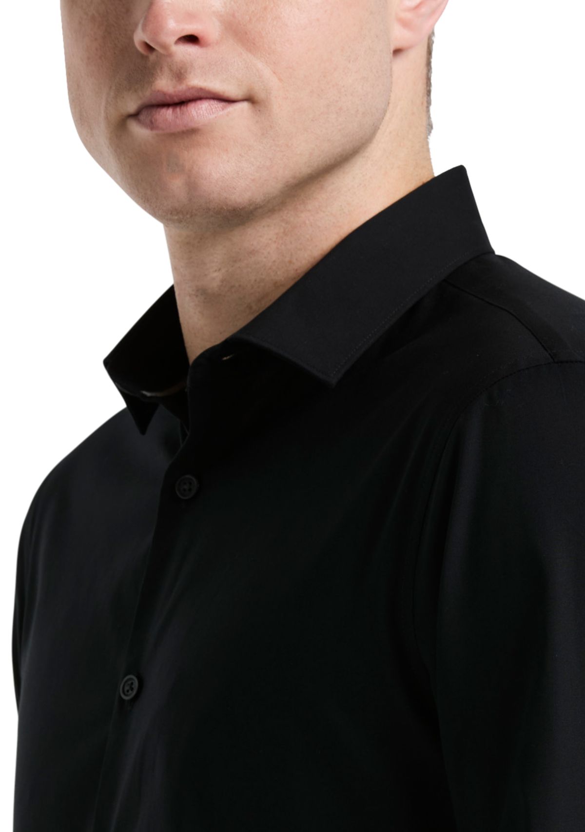 Big & Tall Long Sleeve Slim Dobby Cotton Blend Button Up Shirt 