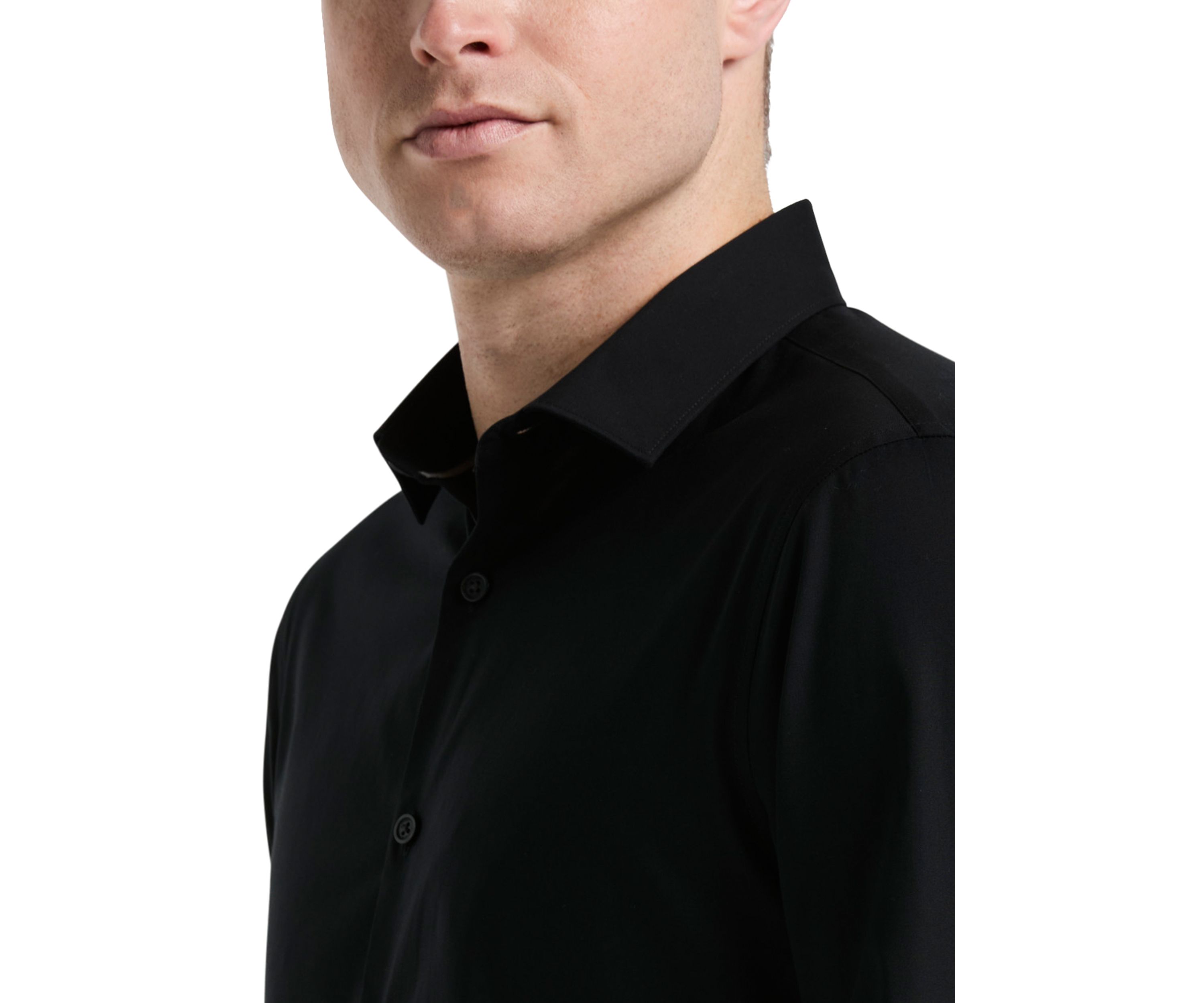 Big & Tall Long Sleeve Slim Dobby Cotton Blend Button Up Shirt 