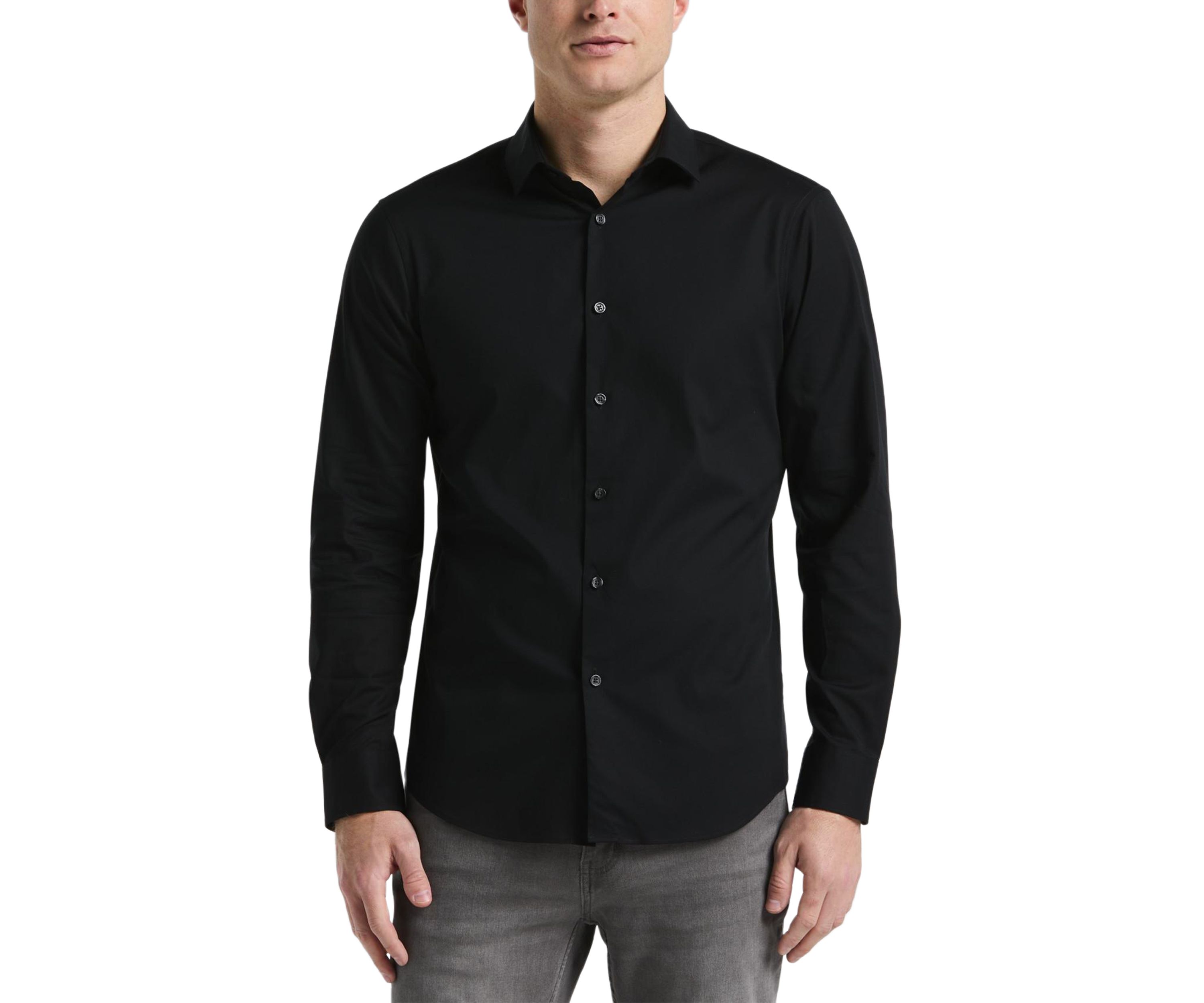 Big & Tall Long Sleeve Slim Dobby Cotton Blend Button Up Shirt 