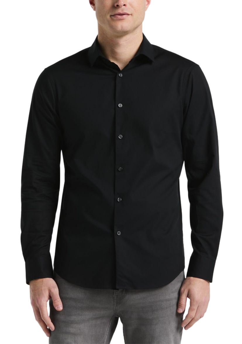 Big & Tall Long Sleeve Slim Dobby Cotton Blend Button Up Shirt 