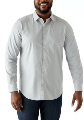 Perry Ellis Men's Big & Tall Long Sleeve Slim Dobby Cotton Blend Button Up Shirt, 3XL Tall