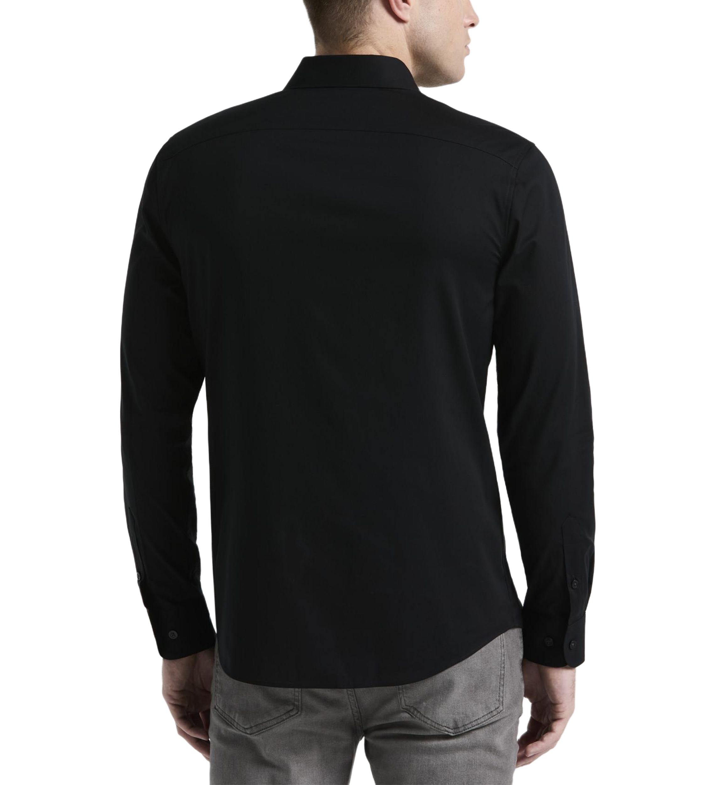 Big & Tall Long Sleeve Slim Dobby Cotton Blend Button Up Shirt 
