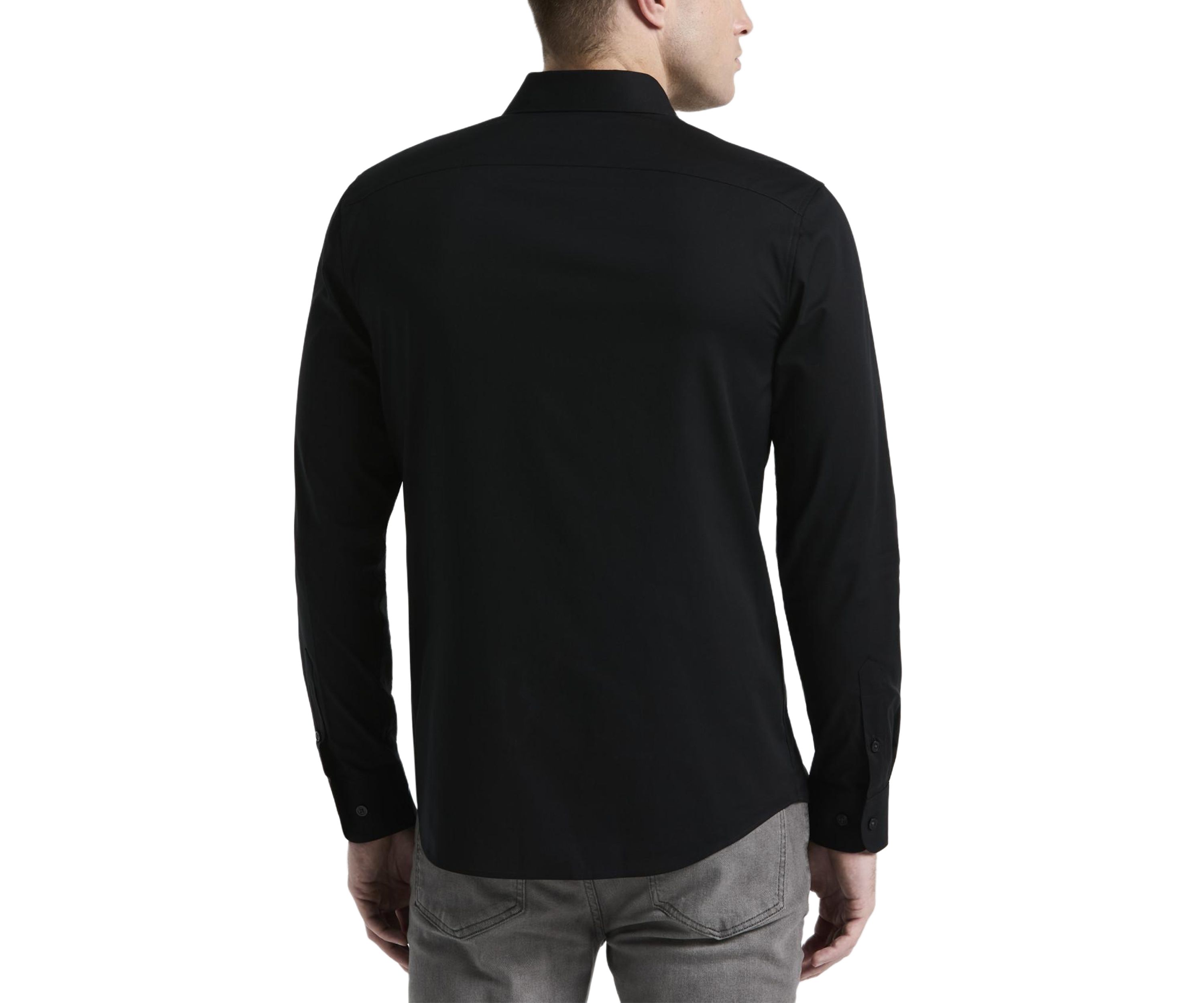 Big & Tall Long Sleeve Slim Dobby Cotton Blend Button Up Shirt 