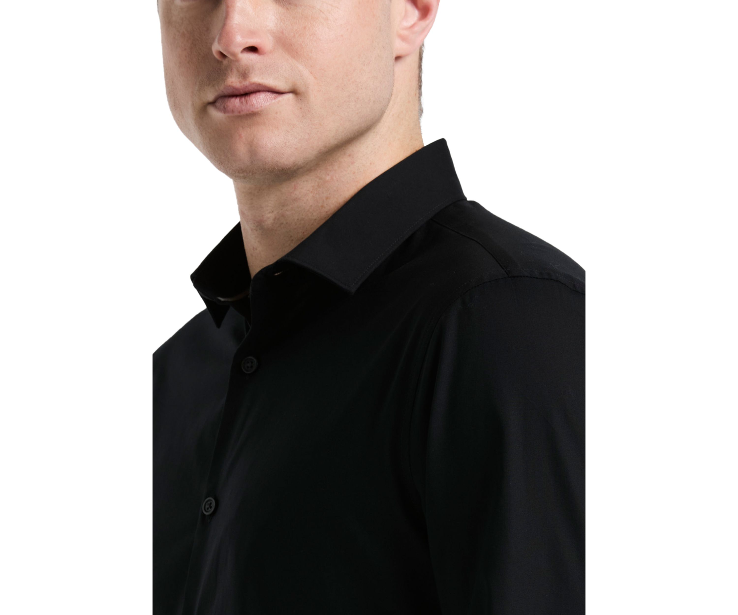 Big & Tall Long Sleeve Slim Dobby Cotton Blend Button Up Shirt 