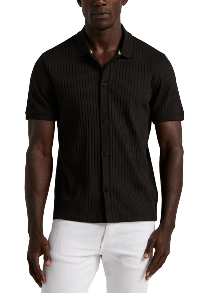 perry ellis black dress shirt Perry Ellis Men's Vertical Rib Button Front Shirt - Black