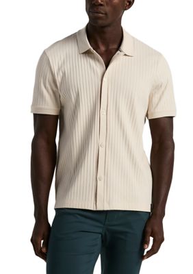 Perry Ellis Men's Short Sleeve Vertical Ribbed Polo Shirt, XL