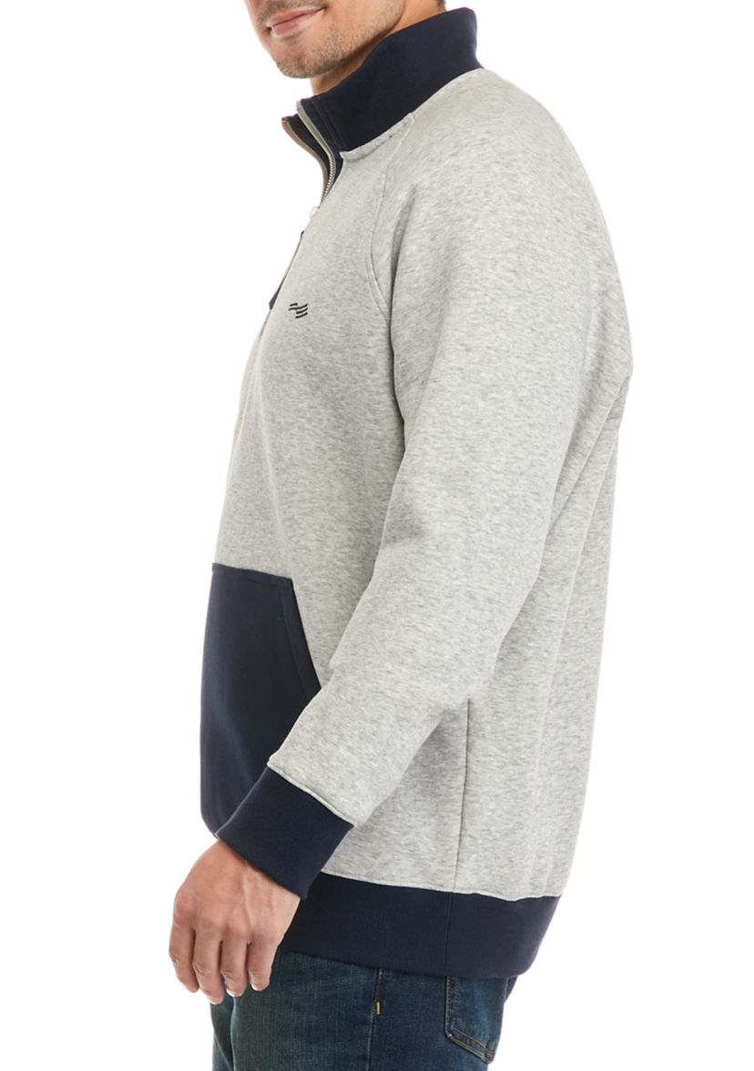 Mens Quarter Zip Color Block Sweatshirt