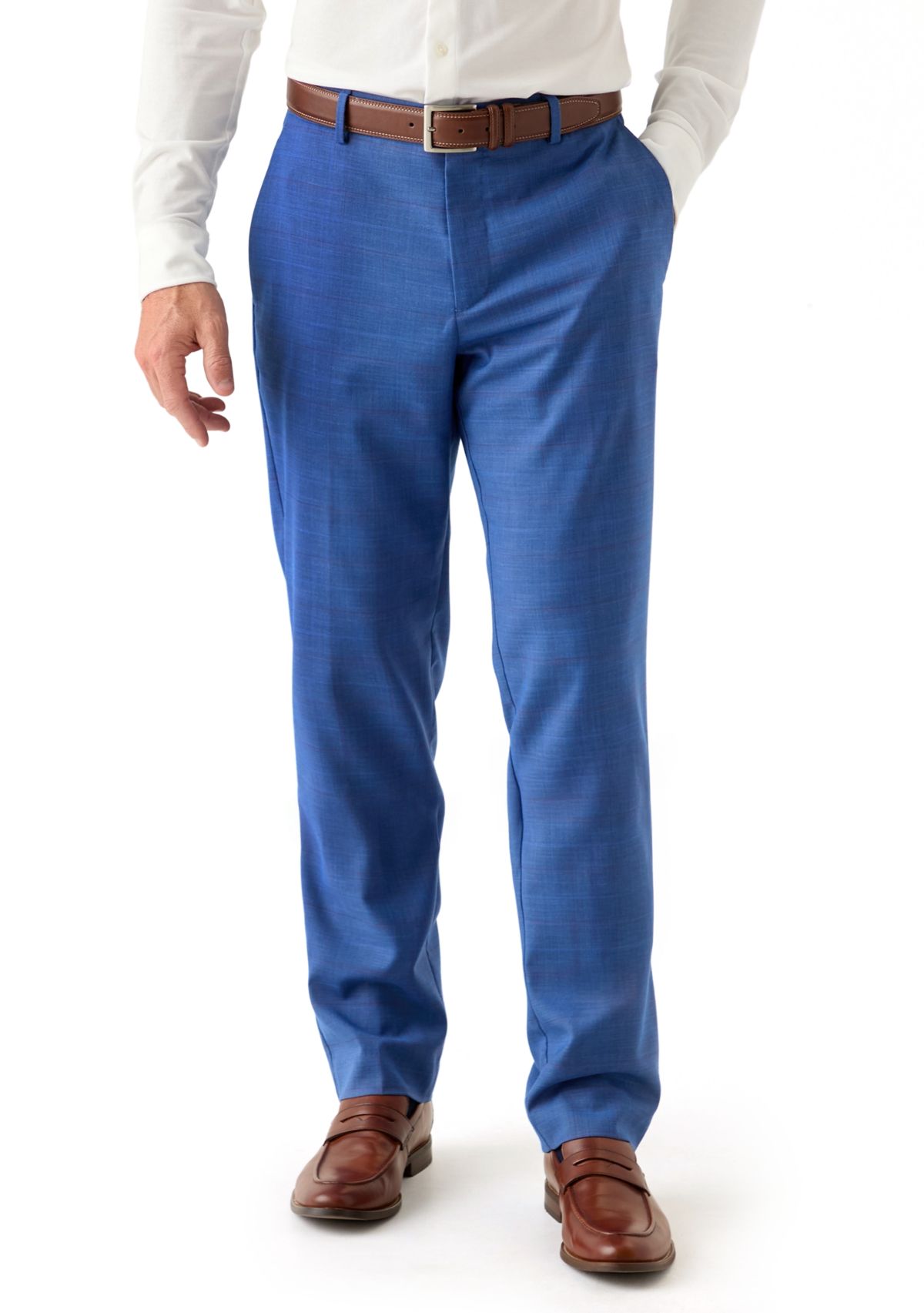 Mens Modern Fit Plainweave Plaid Windowpane Dress Pants