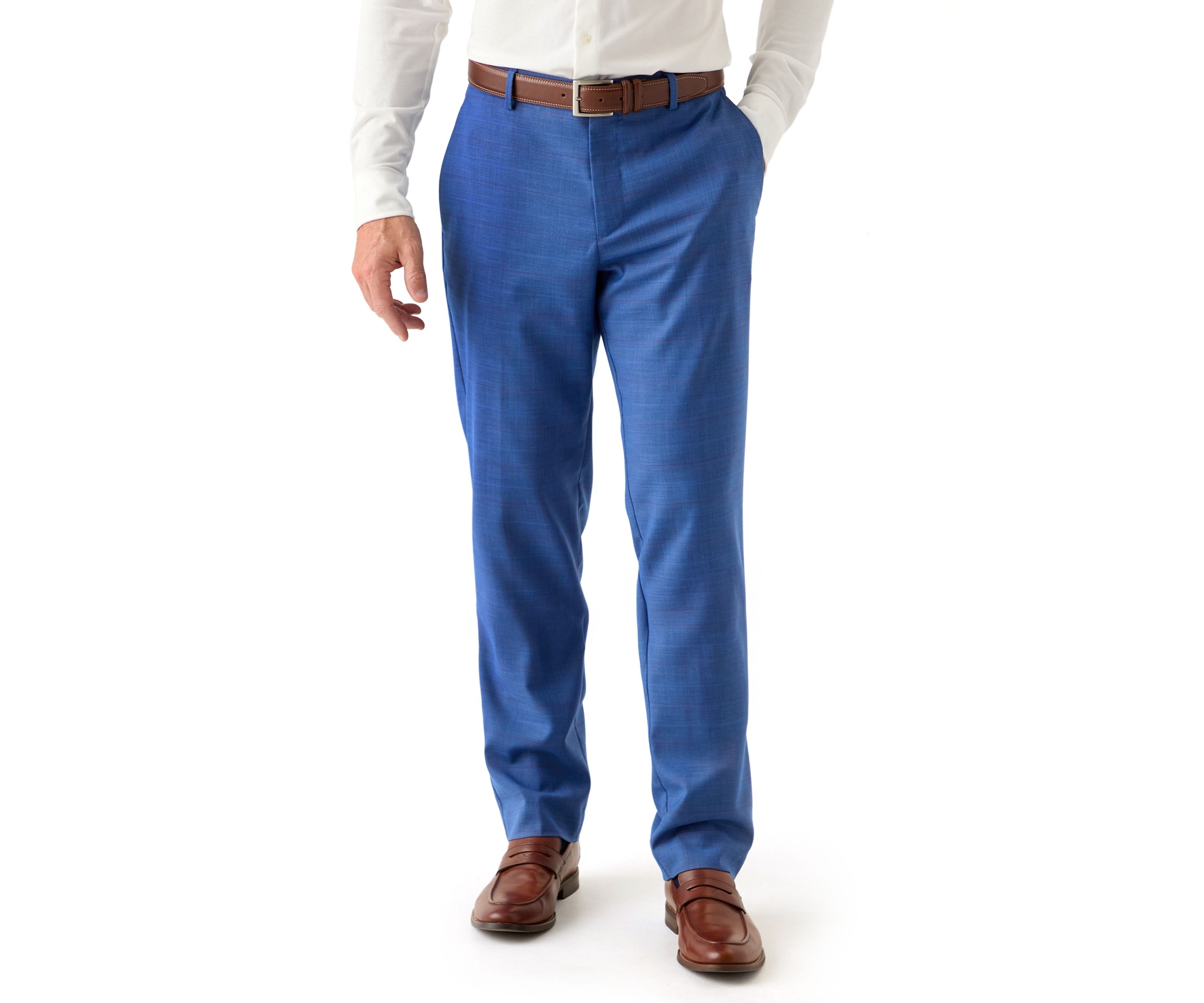 Mens Modern Fit Plainweave Plaid Windowpane Dress Pants