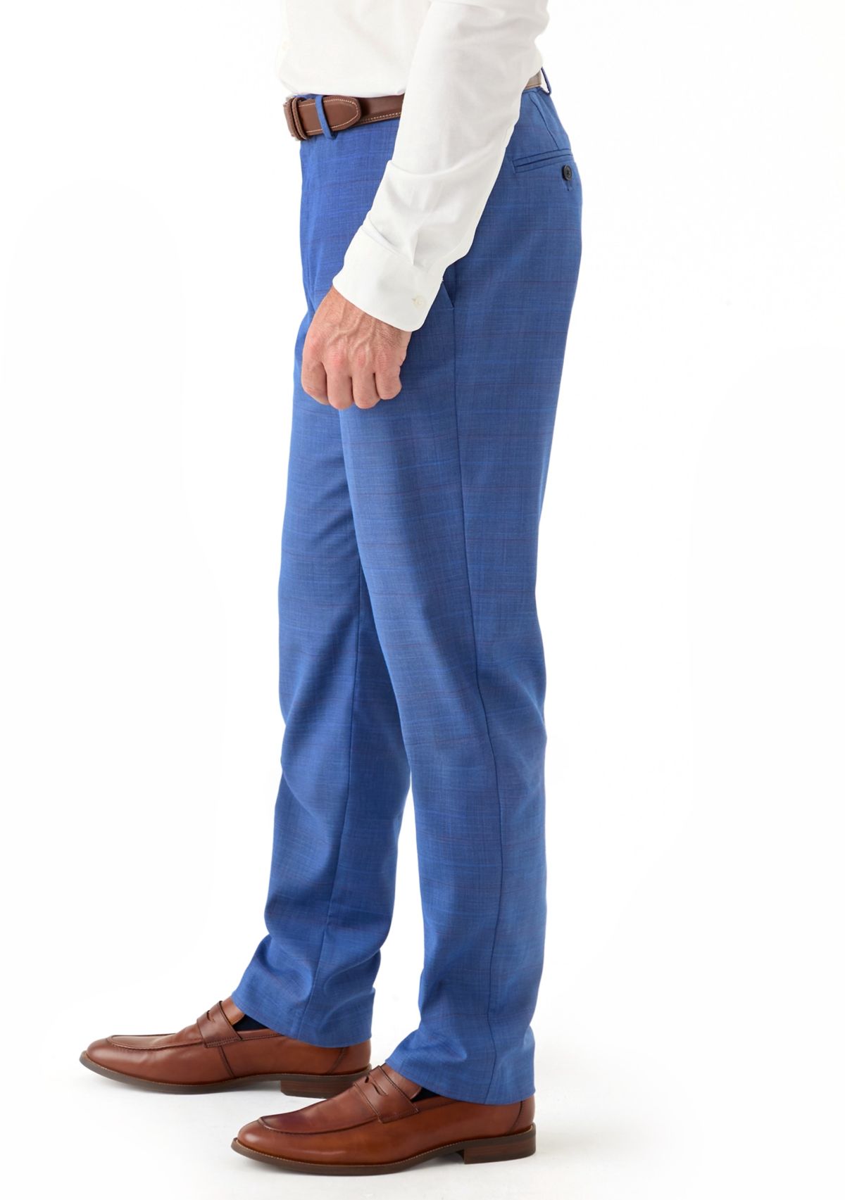 Mens Modern Fit Plainweave Plaid Windowpane Dress Pants