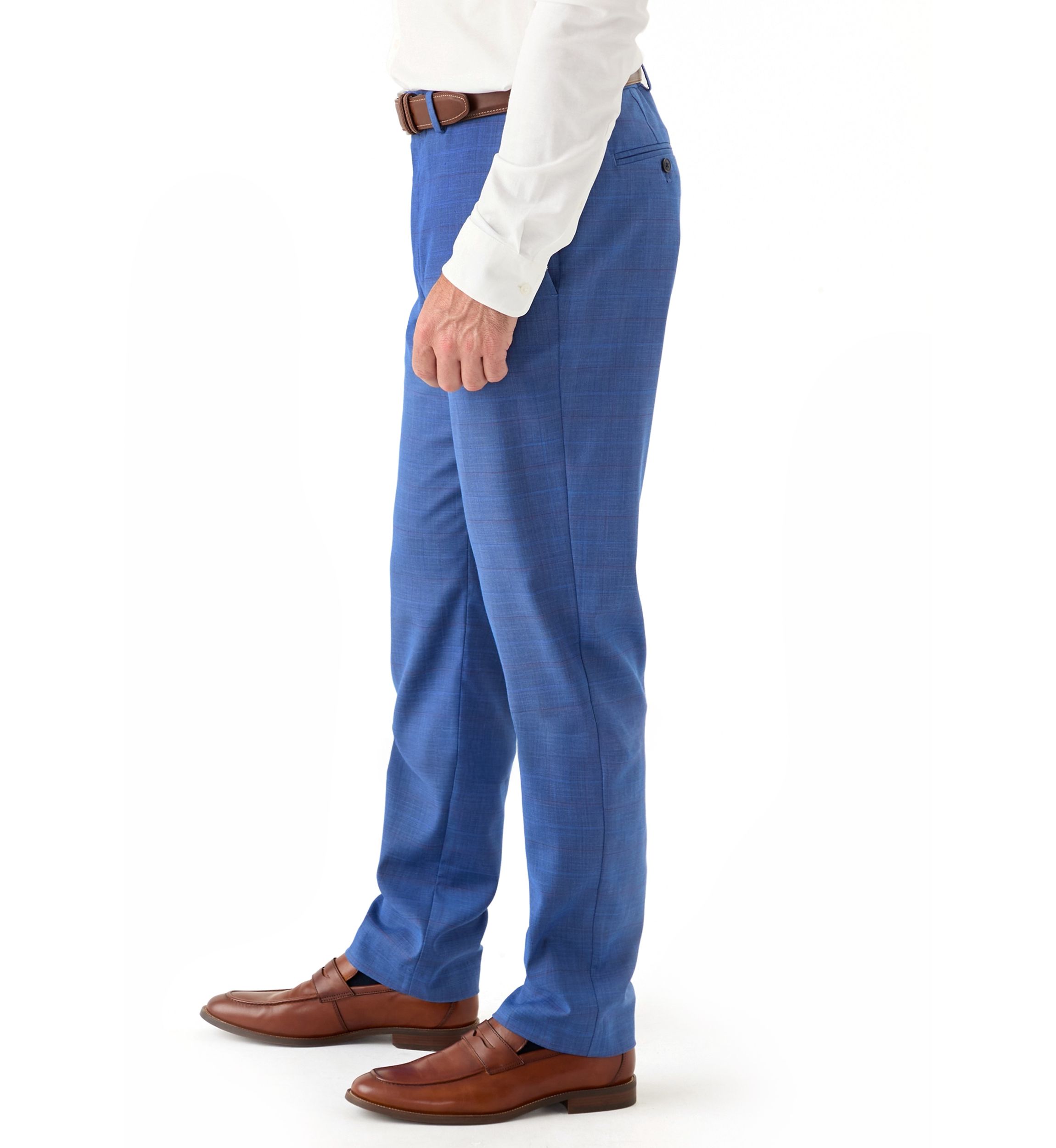 Mens Modern Fit Plainweave Plaid Windowpane Dress Pants