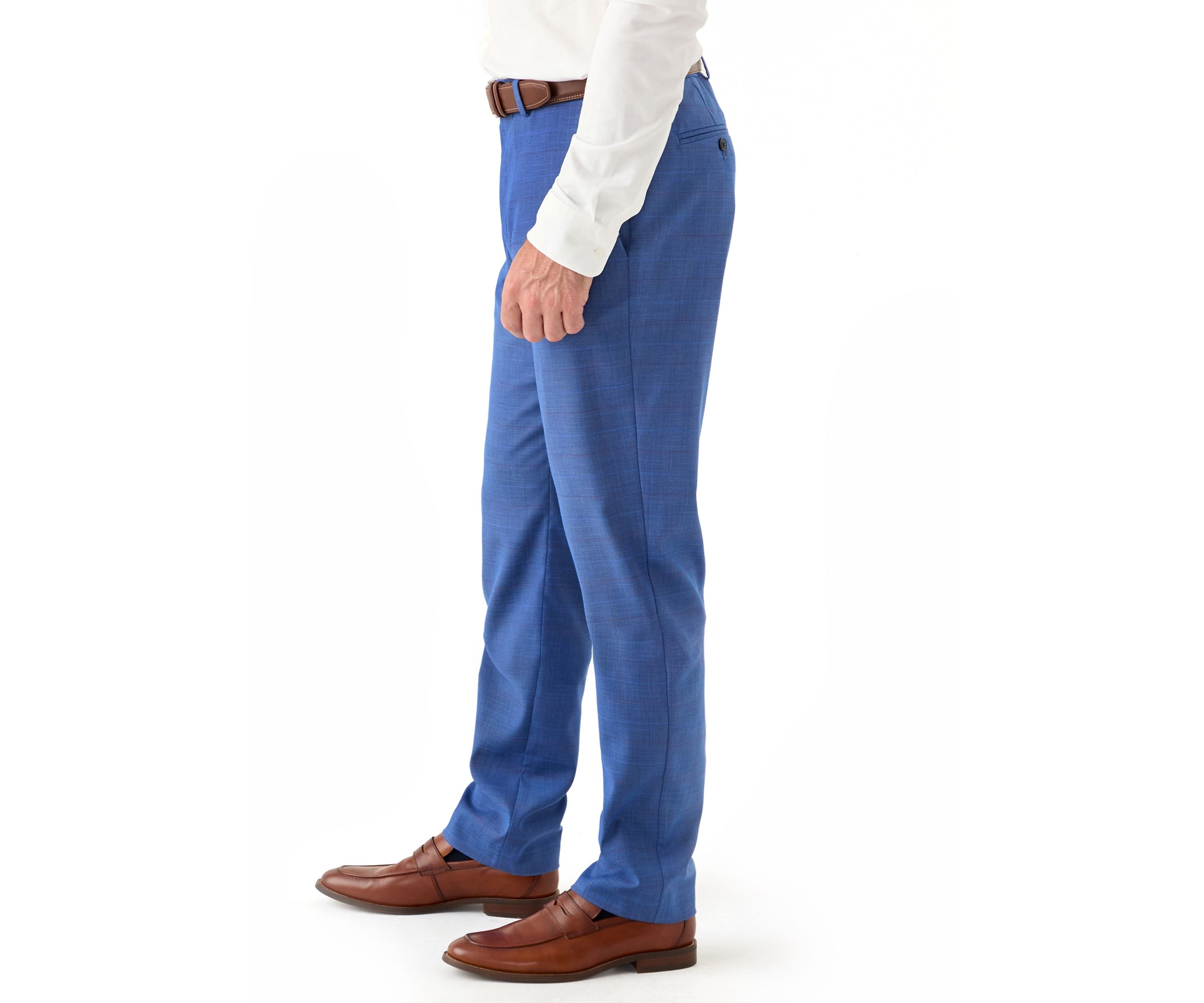 Mens Modern Fit Plainweave Plaid Windowpane Dress Pants