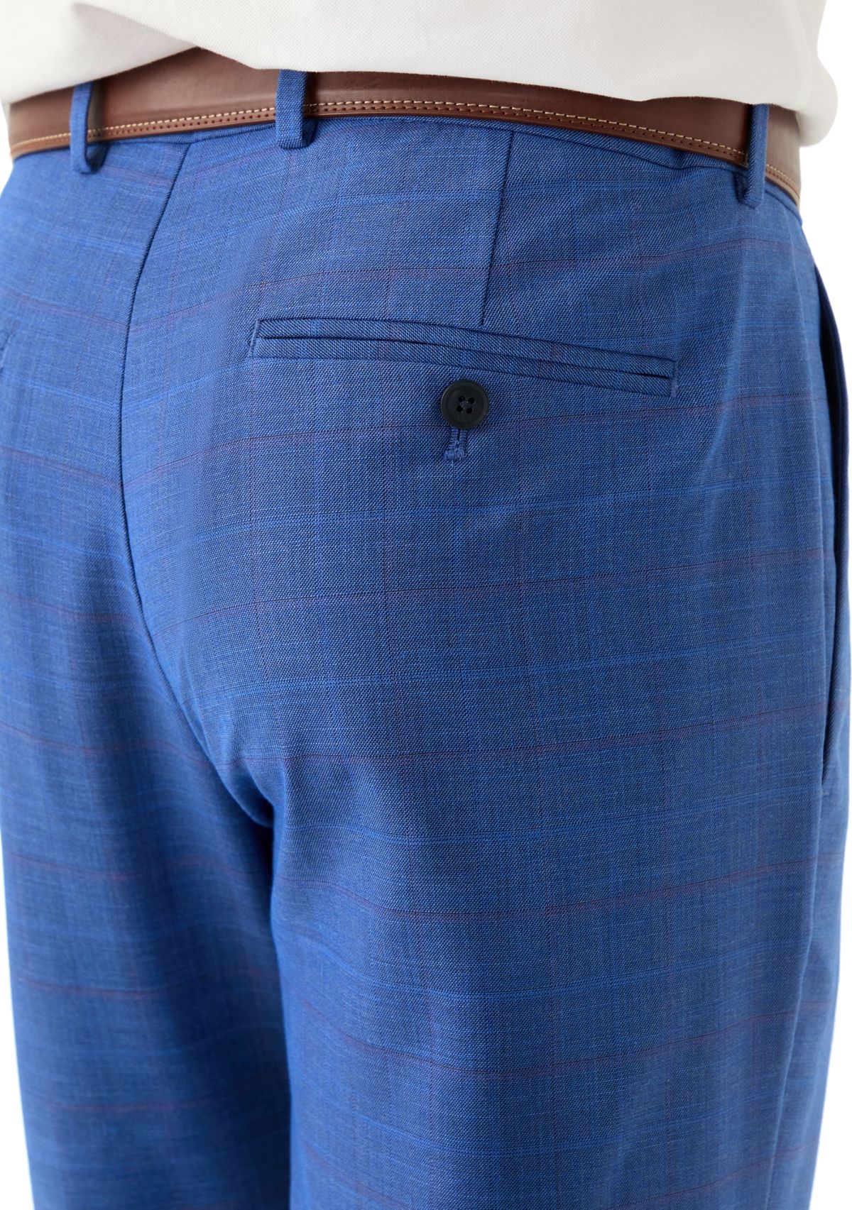 Mens Modern Fit Plainweave Plaid Windowpane Dress Pants