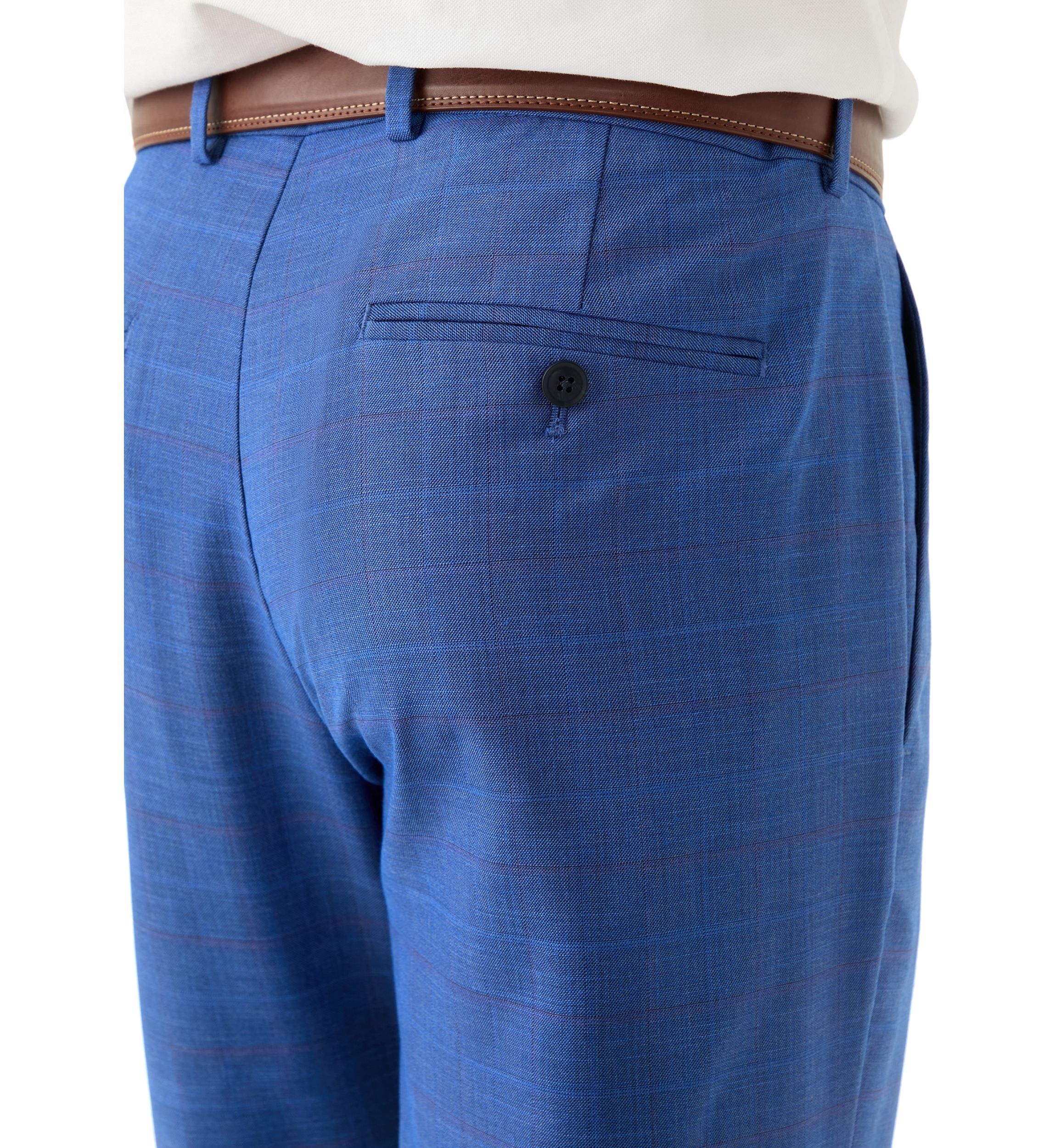 Mens Modern Fit Plainweave Plaid Windowpane Dress Pants
