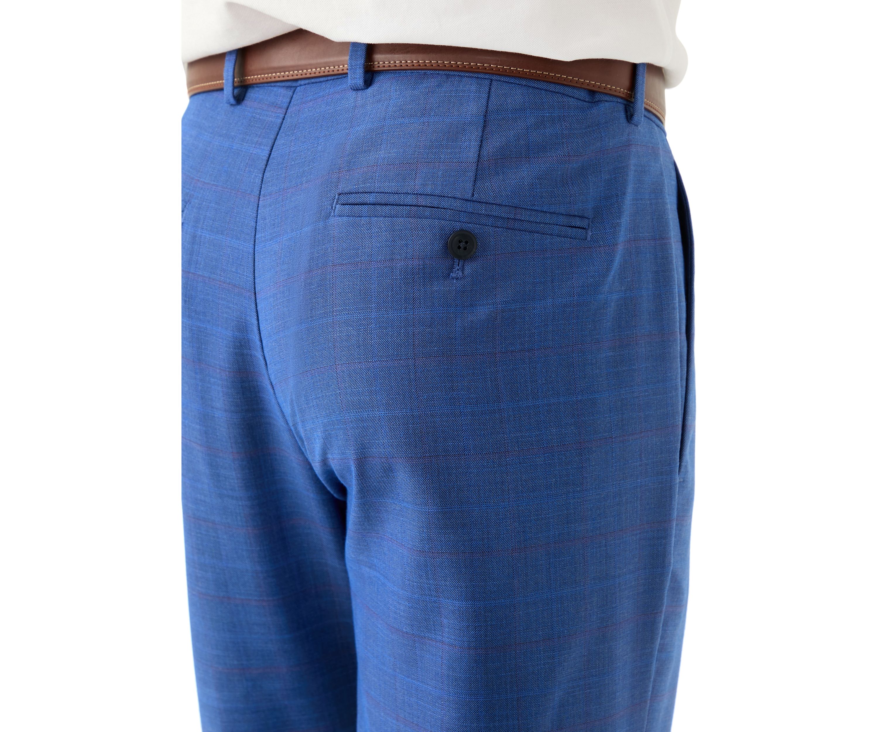 Mens Modern Fit Plainweave Plaid Windowpane Dress Pants