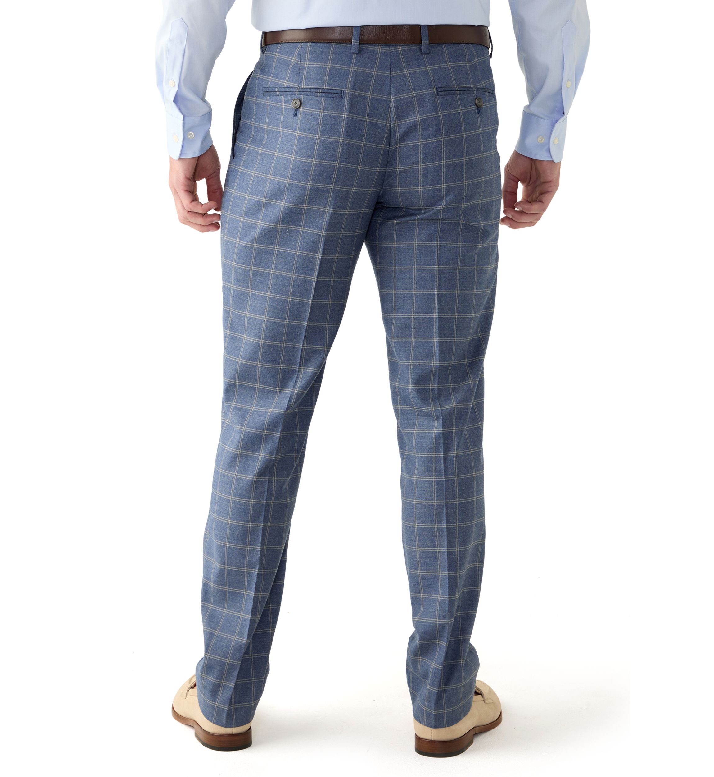 Mens Slim Double Bar Plaid Pants