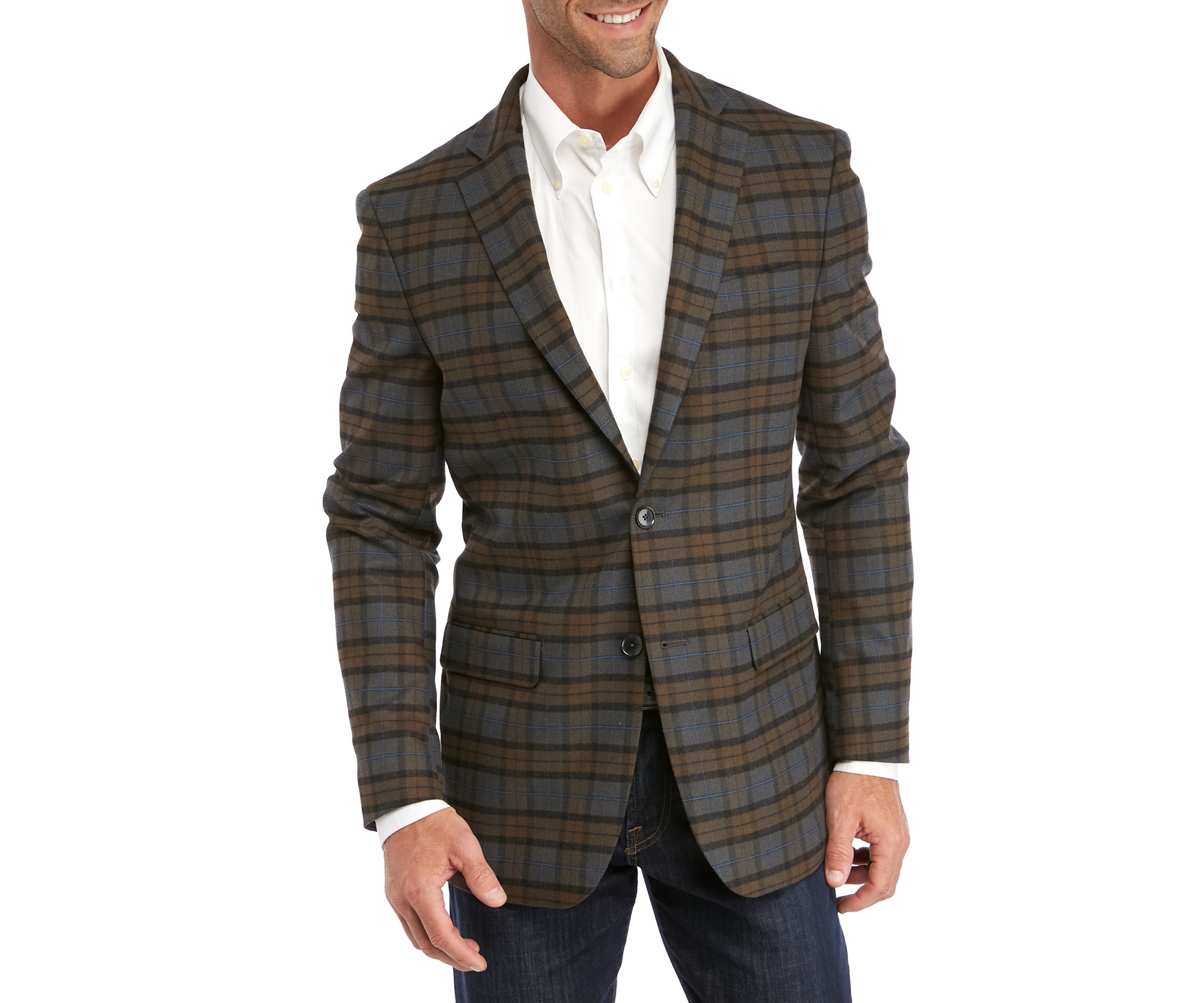 Gray Tan Plaid Sport Coat 