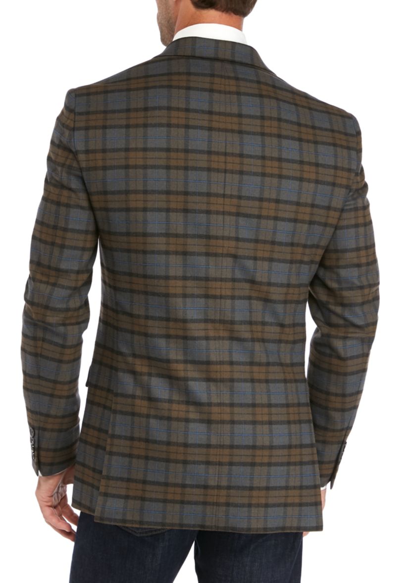Gray Tan Plaid Sport Coat 