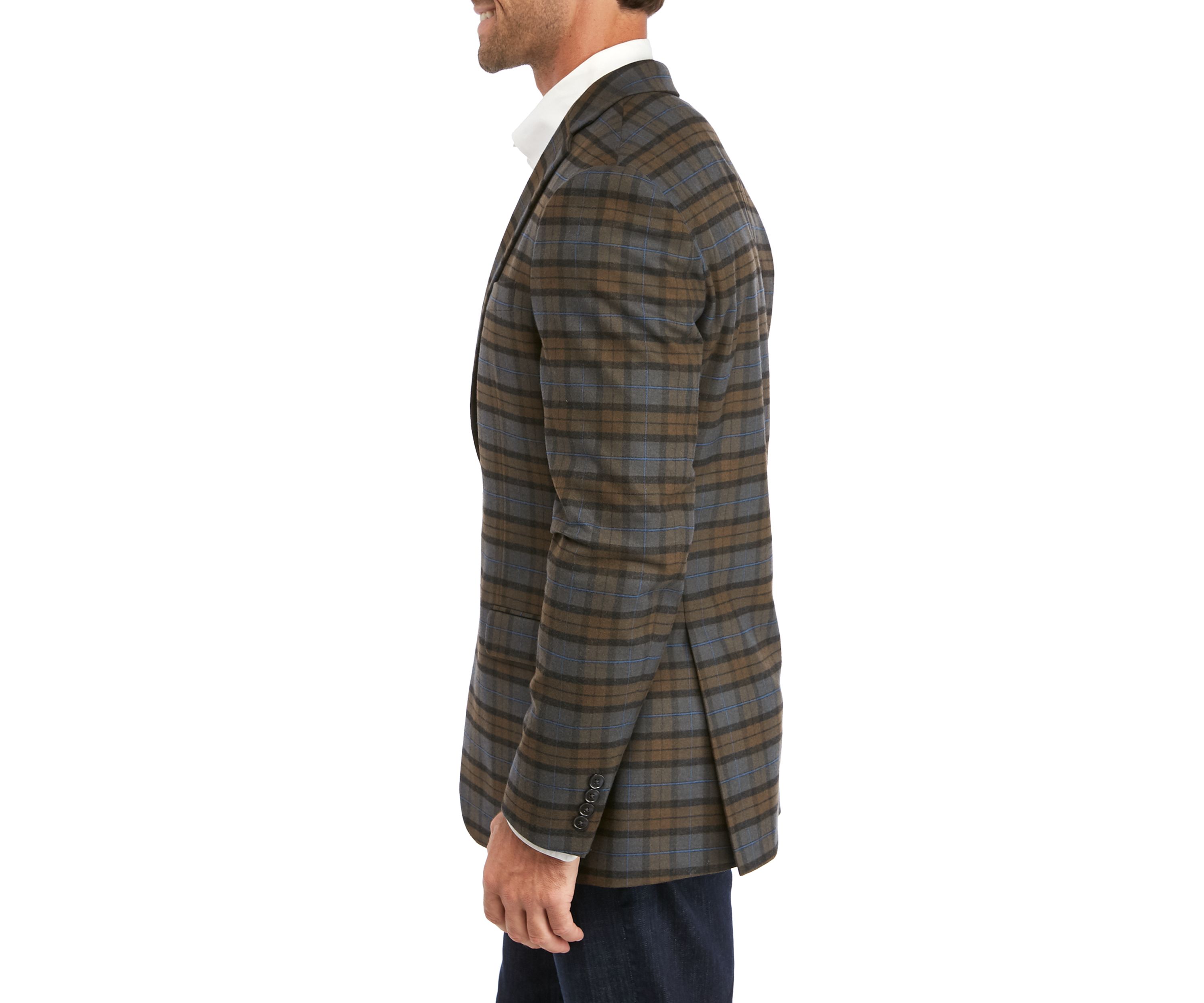 Gray Tan Plaid Sport Coat 