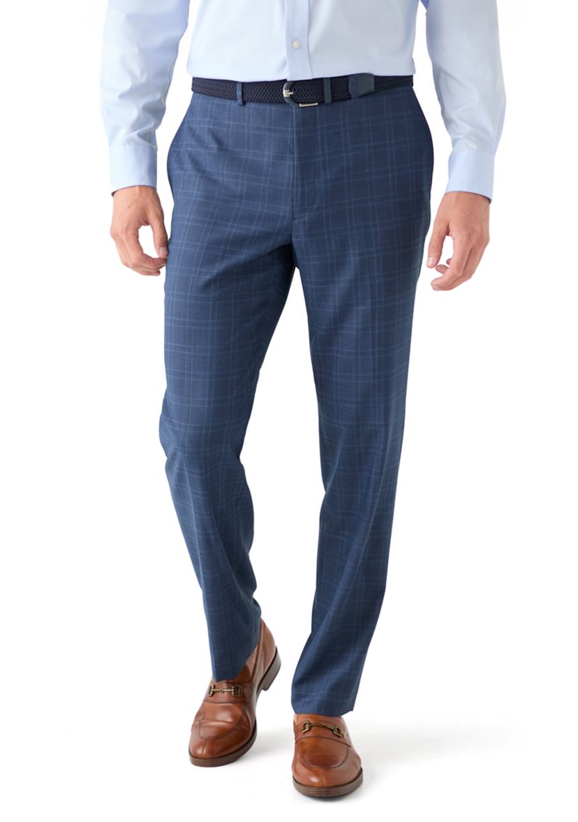 Blue Plaid Suit Pants